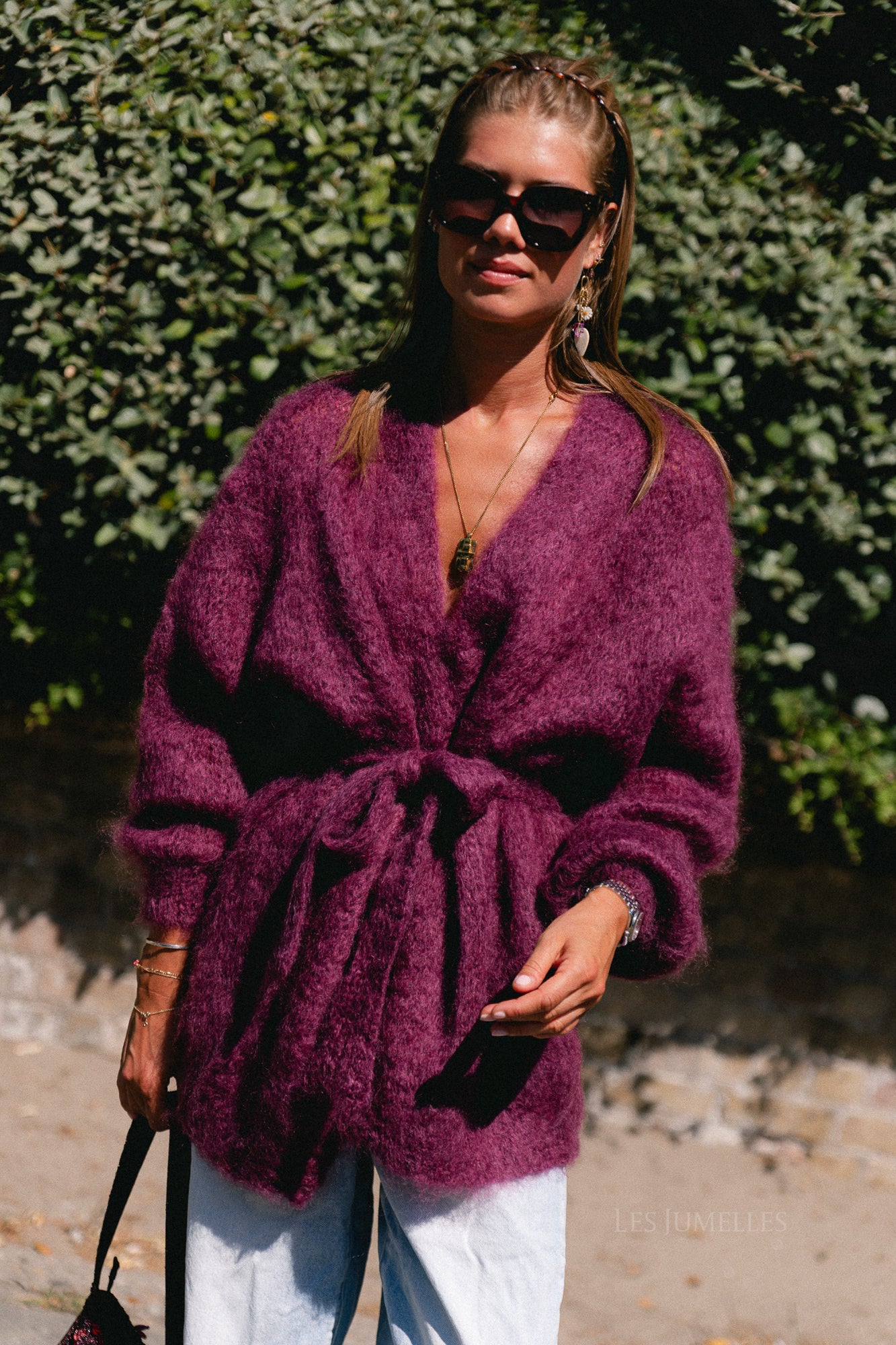 Aline LS knitted cardigan burgundy