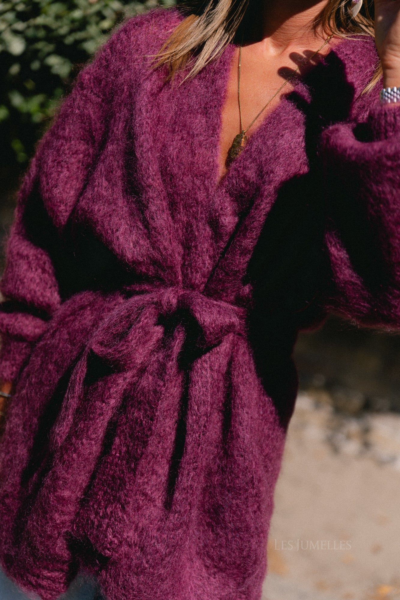 Aline LS knitted cardigan burgundy