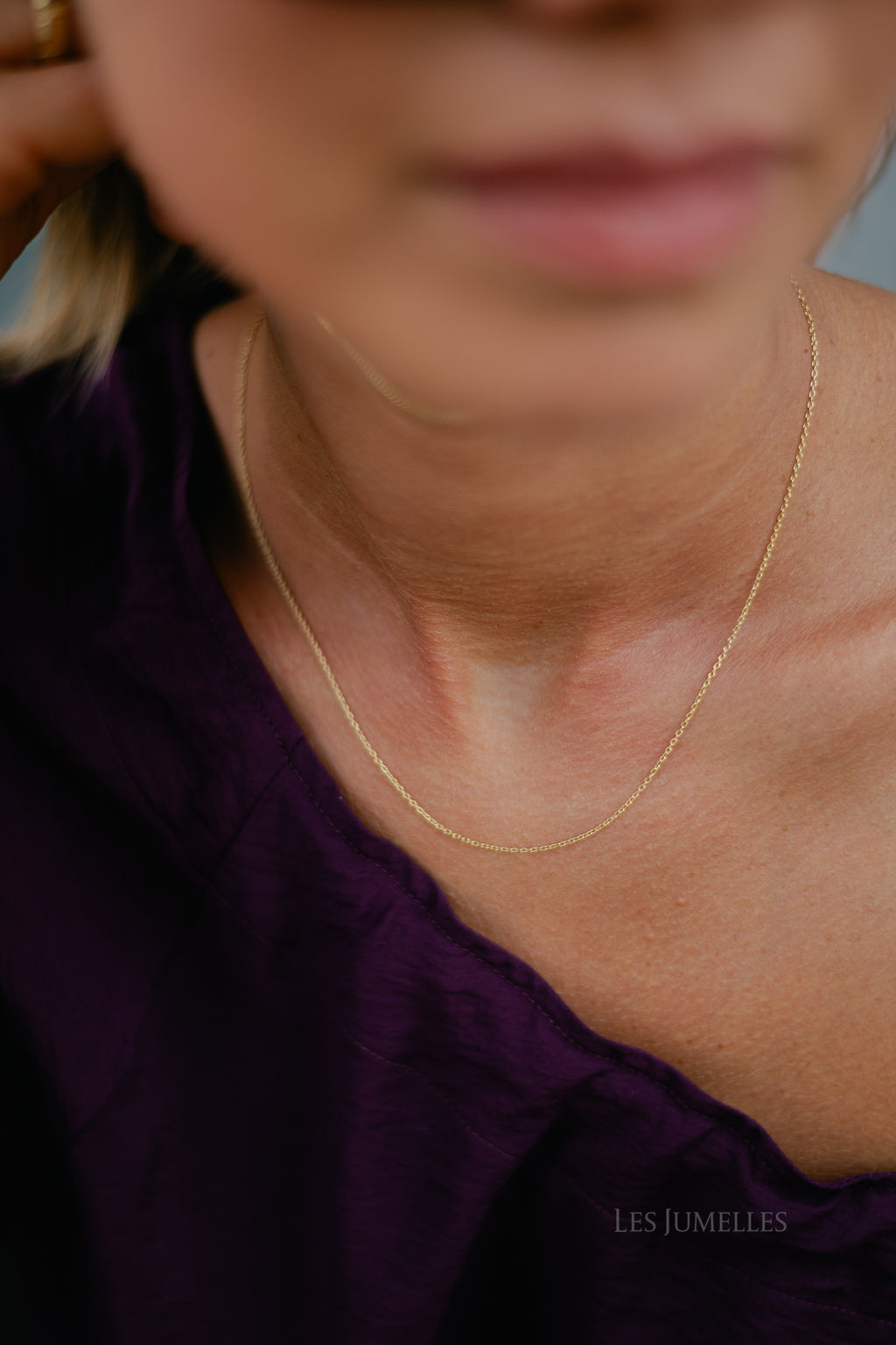 Anchor plain necklace short gold plated