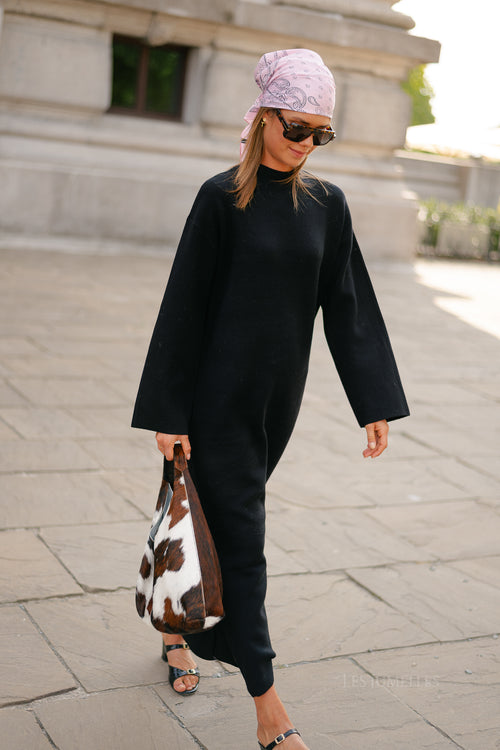YASElma LS long knit dress black