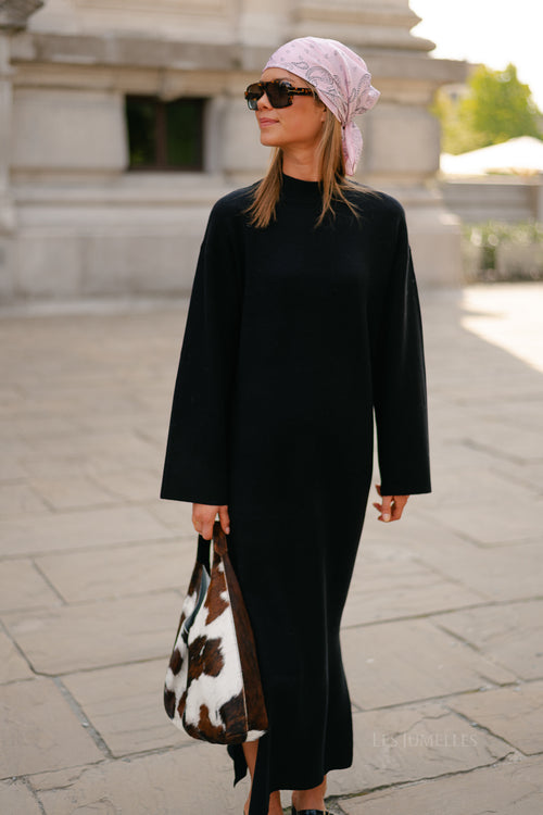YASElma LS long knit dress black