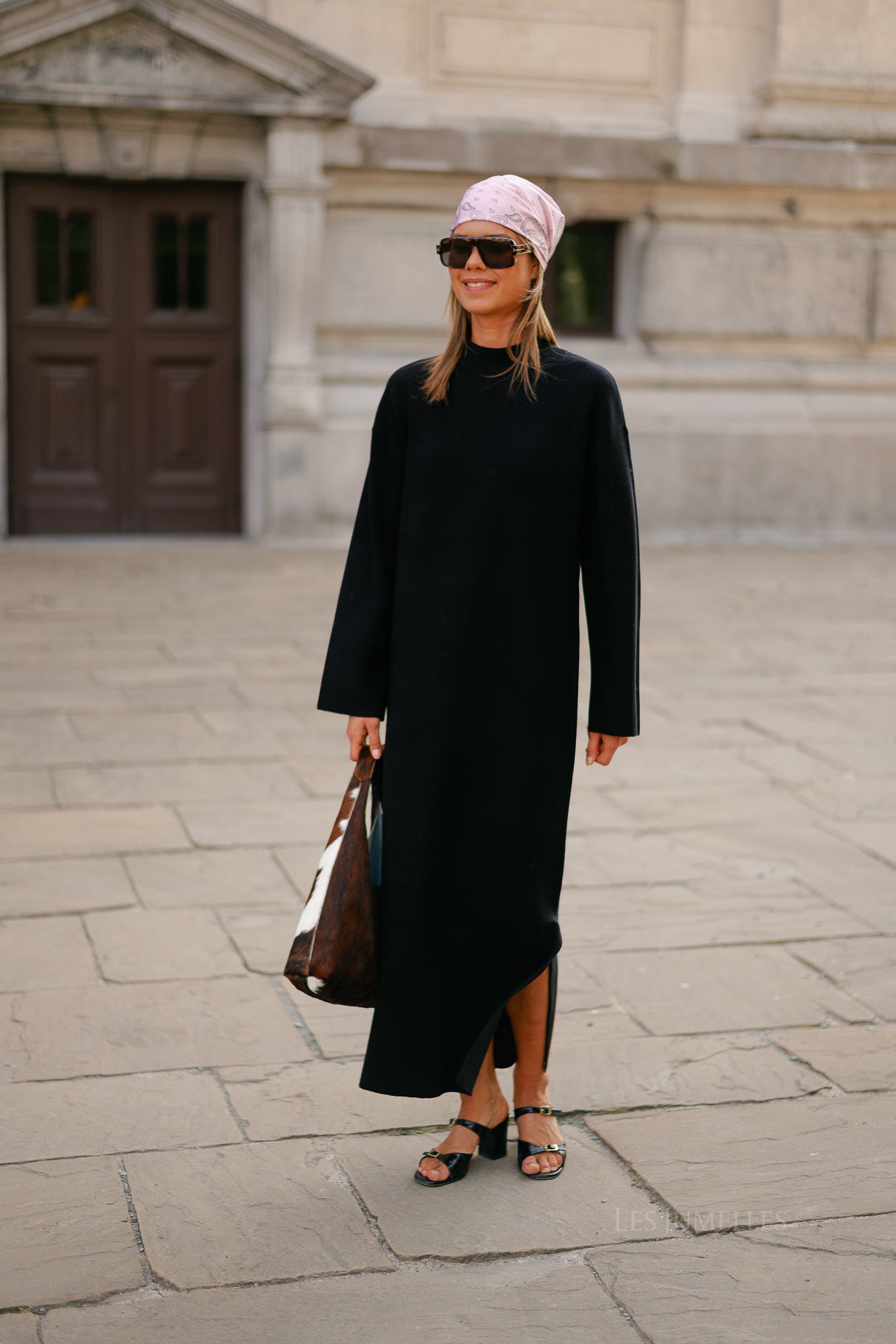 YASElma LS long knit dress black