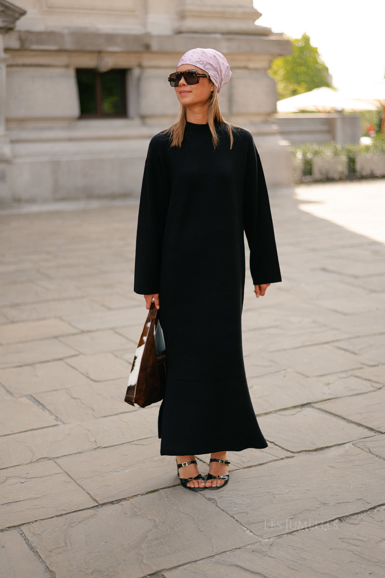 YASElma LS long knit dress black