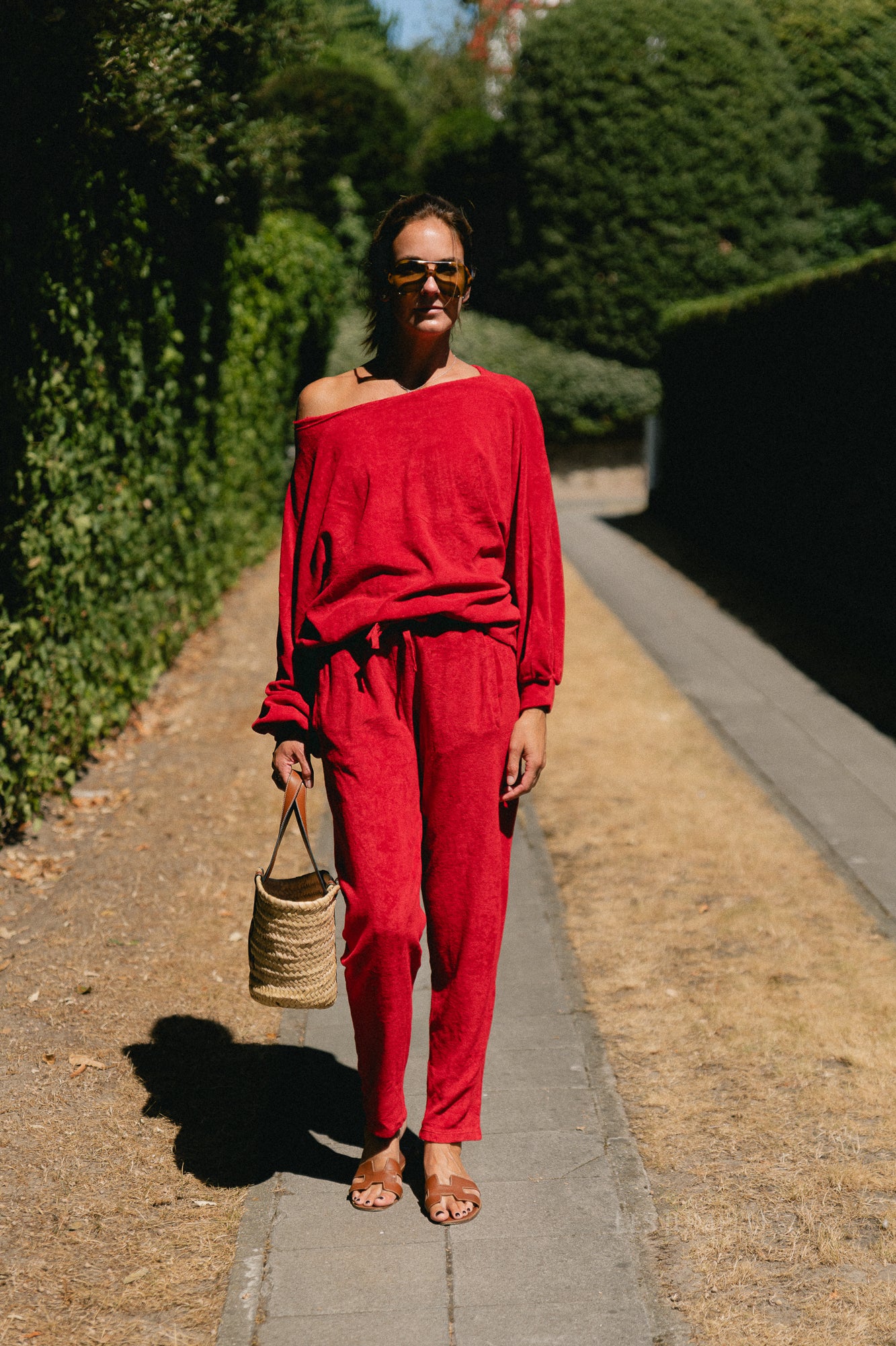 Gisele terry sweatpants red