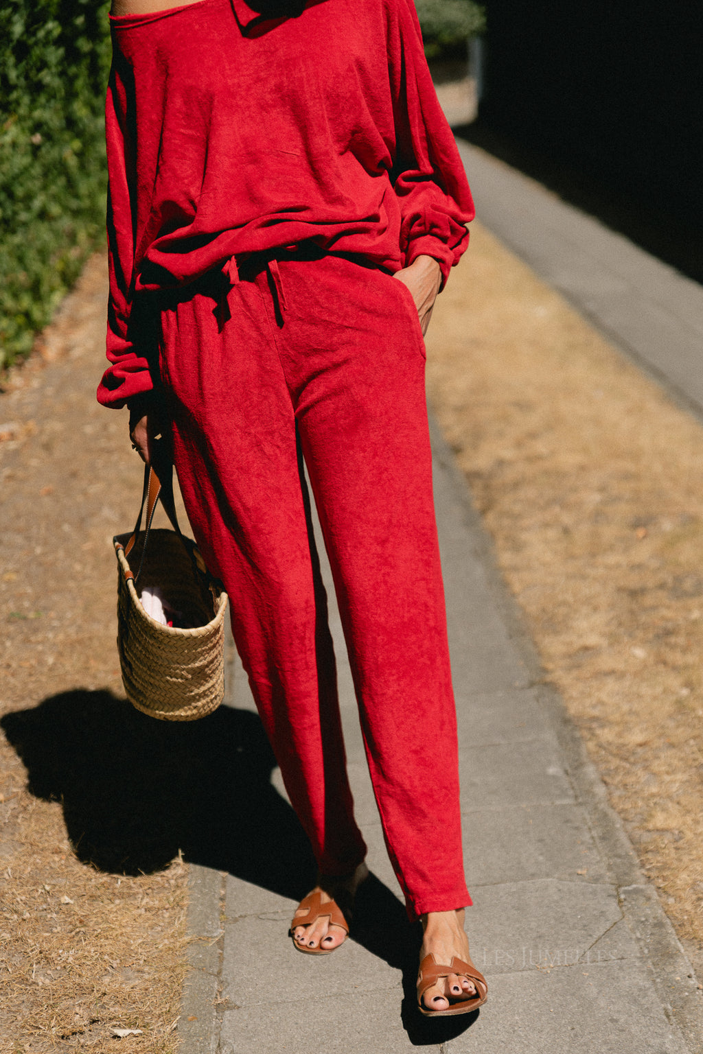 Gisele terry sweatpants red