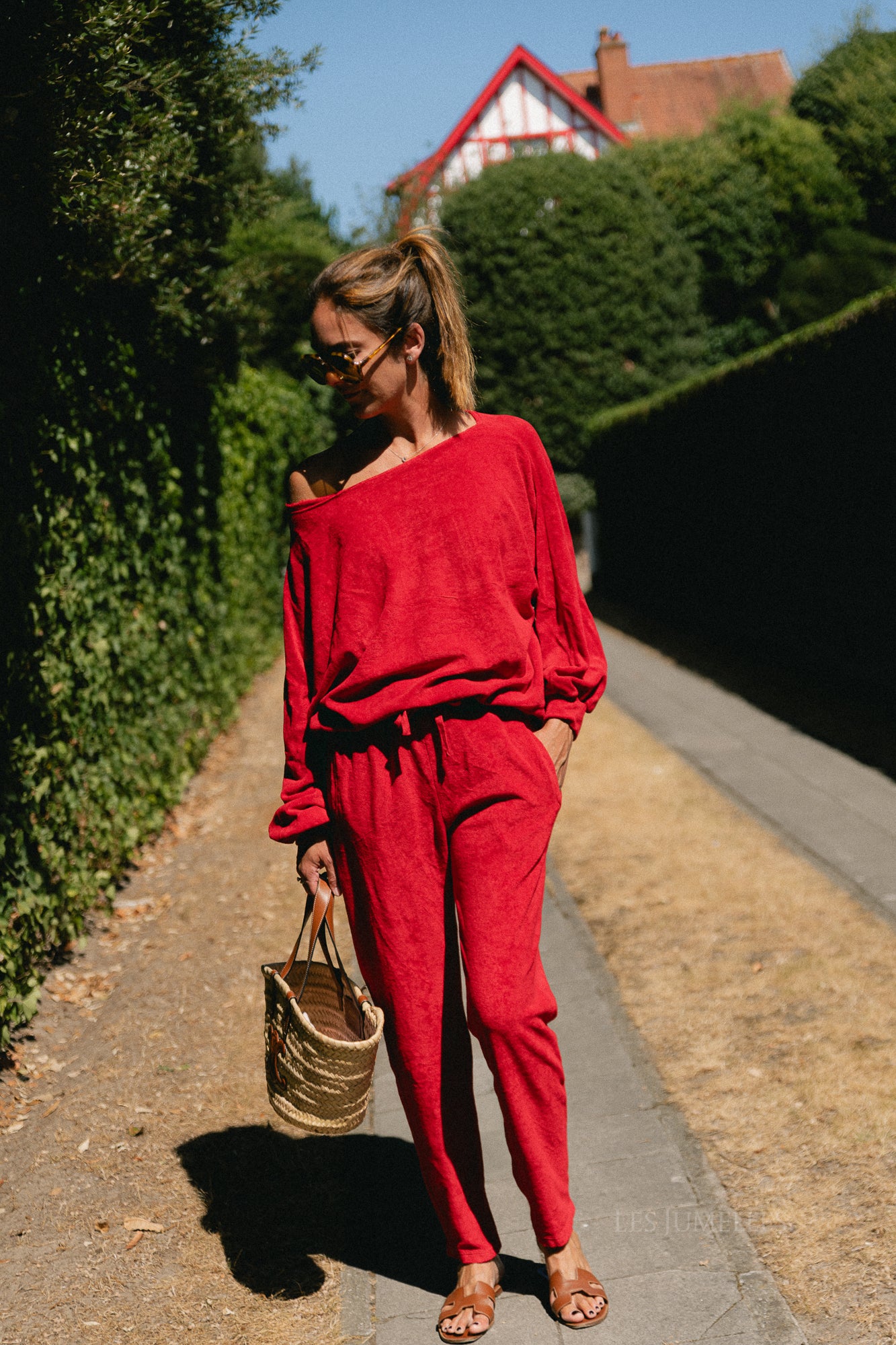 Gisele terry sweatpants red