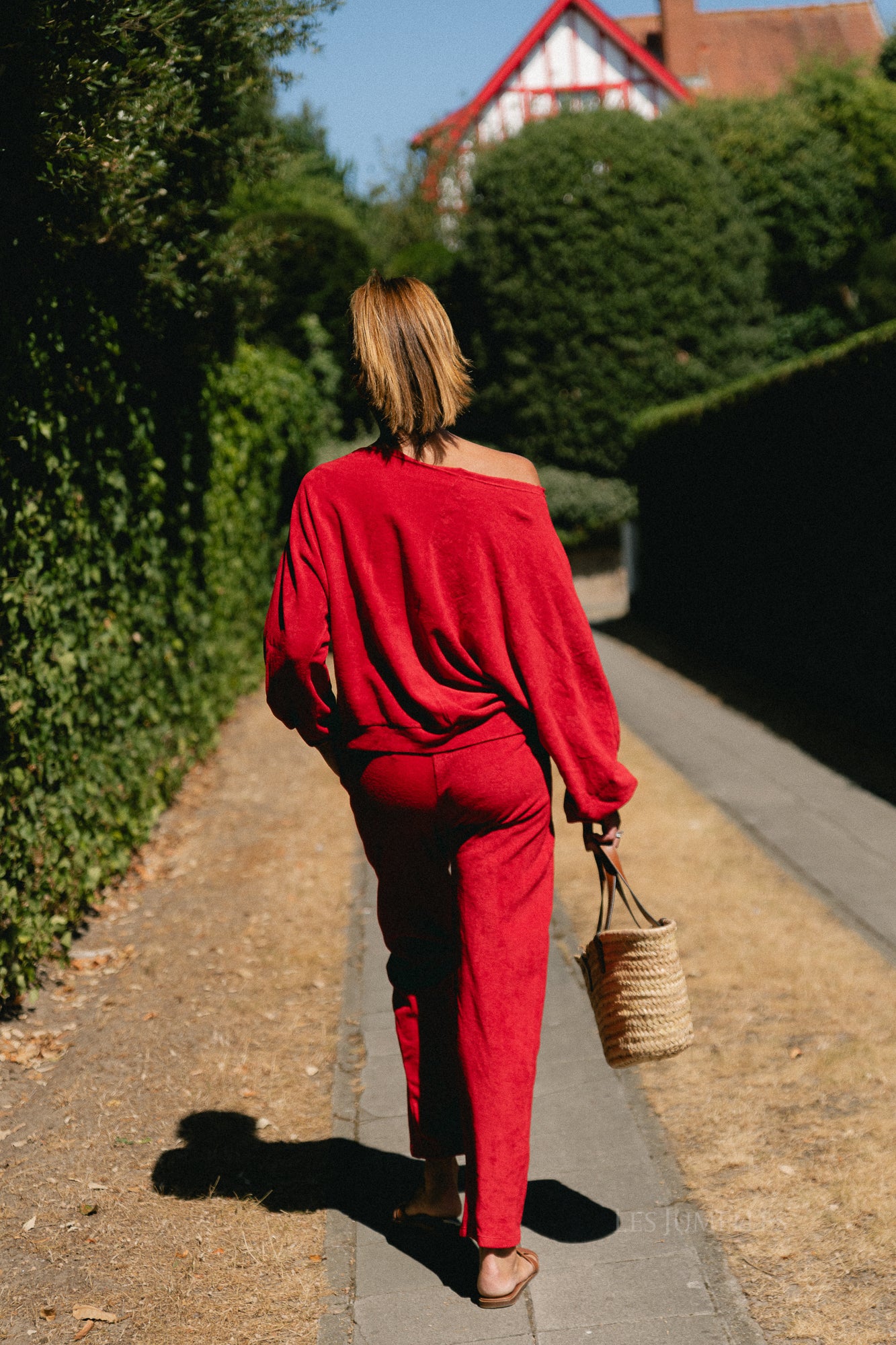 Gisele terry sweatpants red