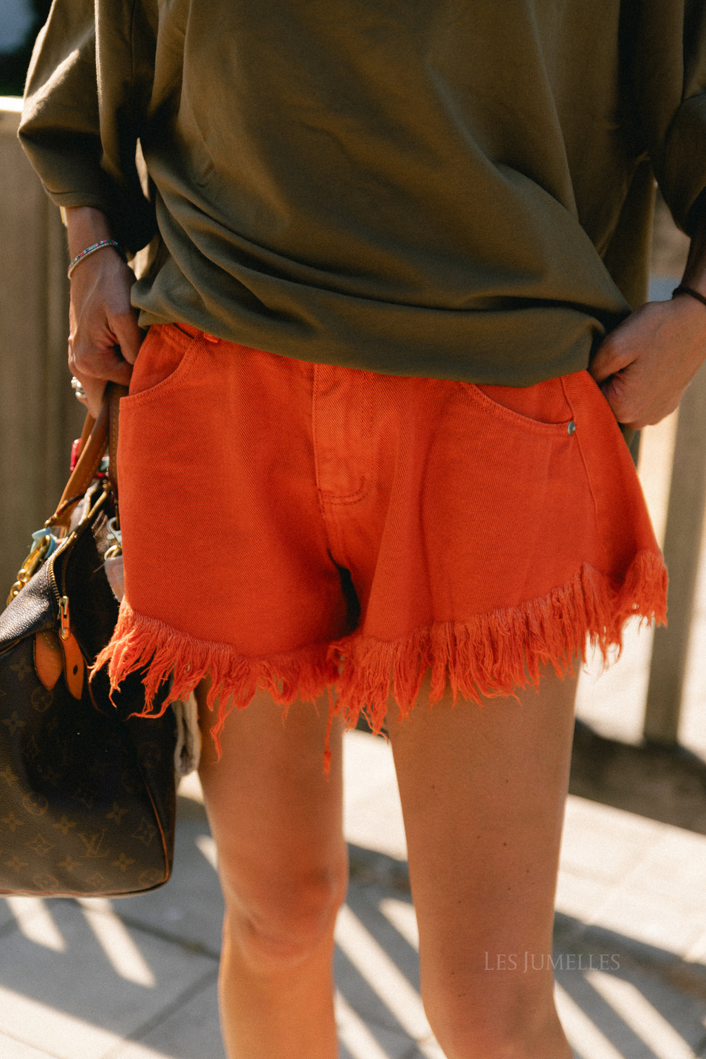 Margot denim shorts orange