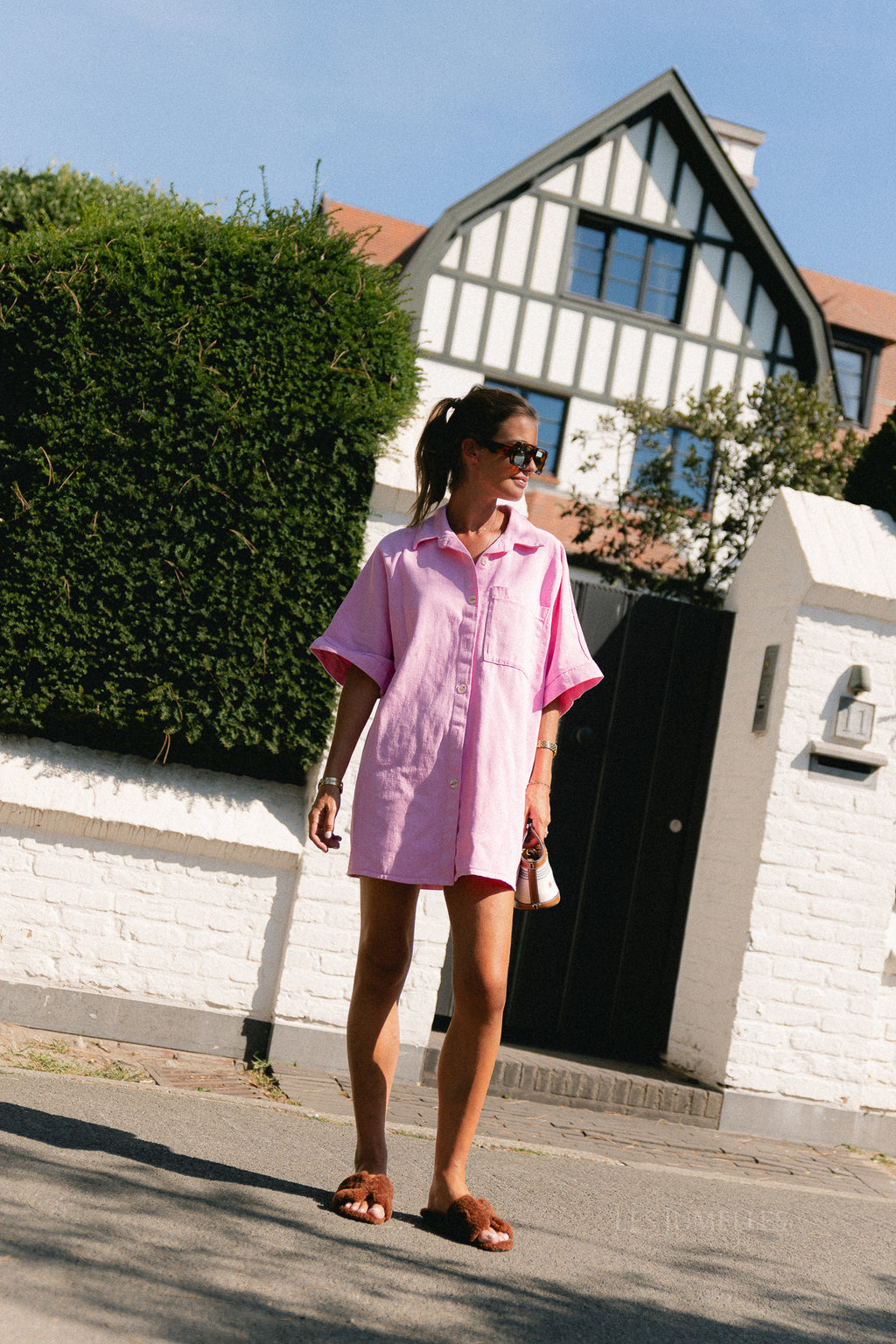 Anissa denim dress pink