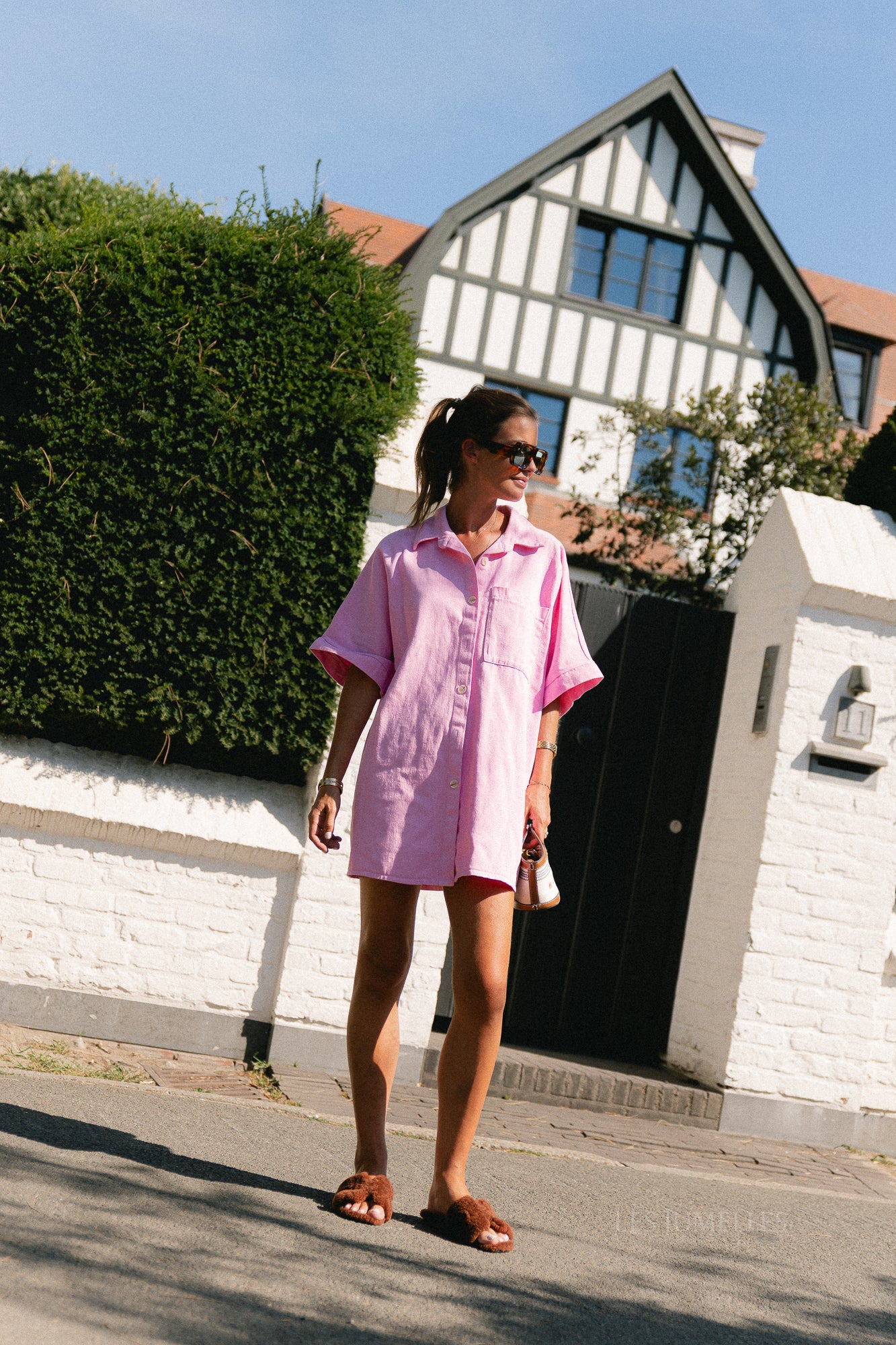Anissa denim dress pink