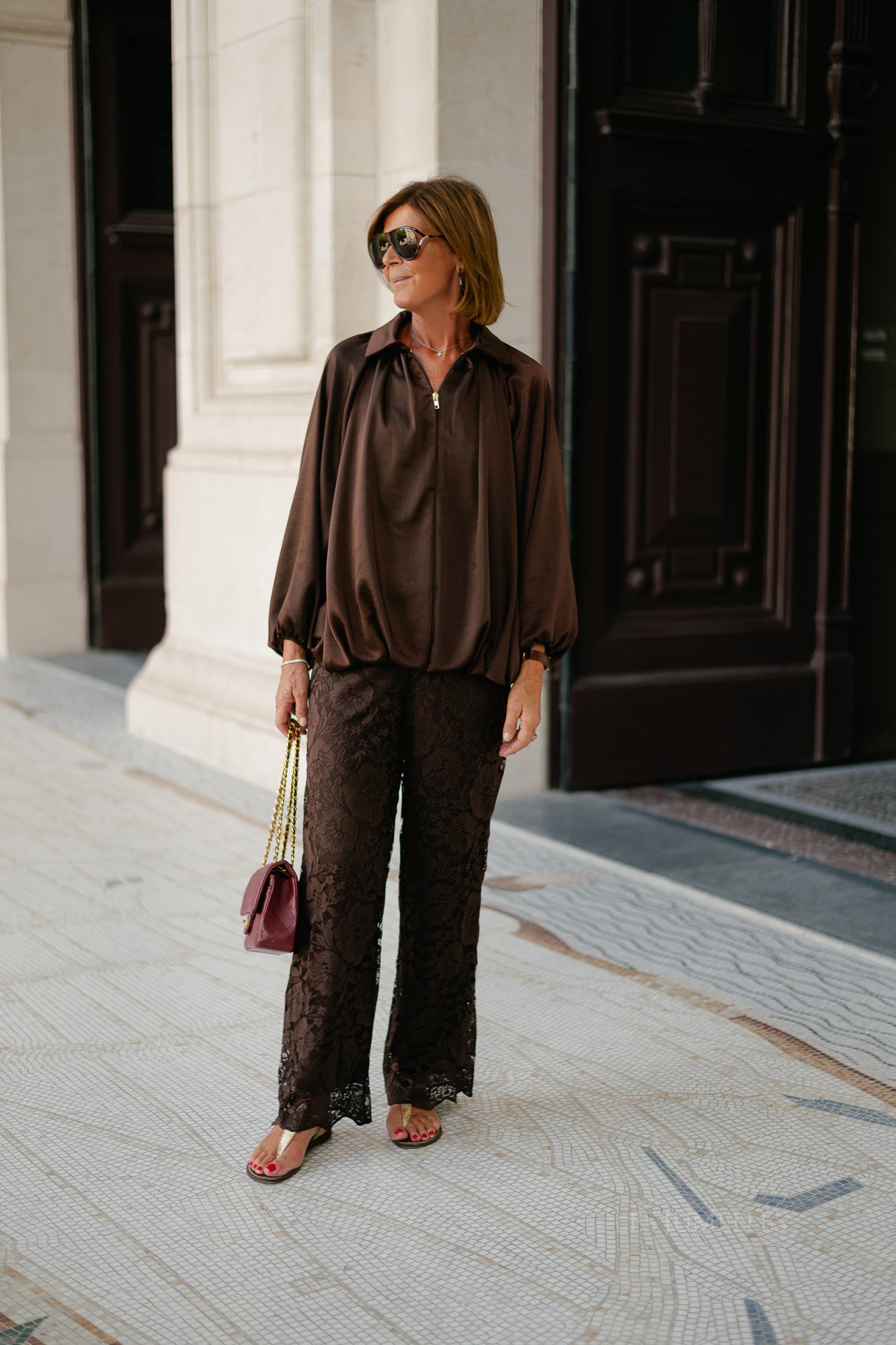 VIMaye HW lace pants coffee bean