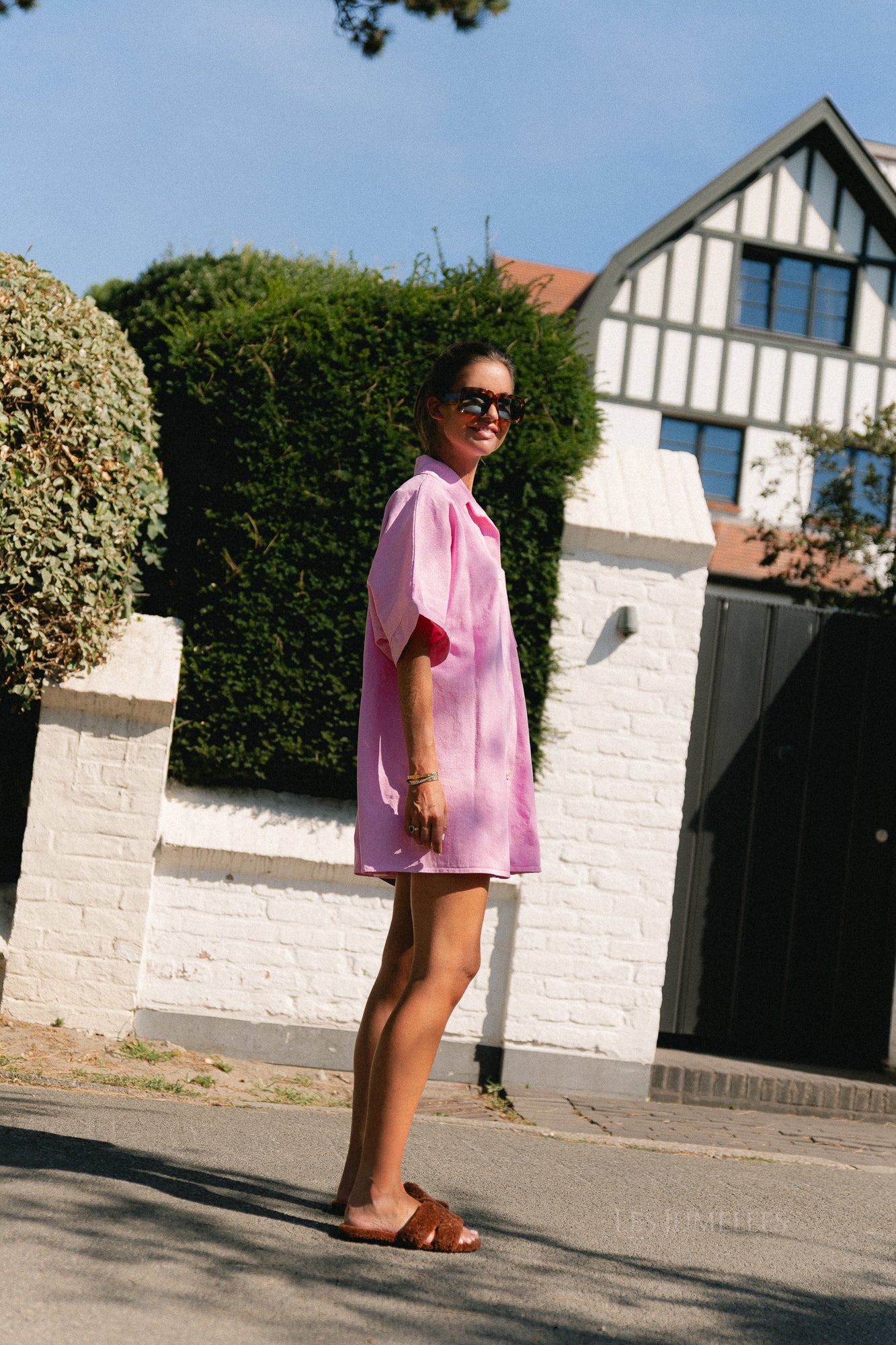 Anissa denim dress pink