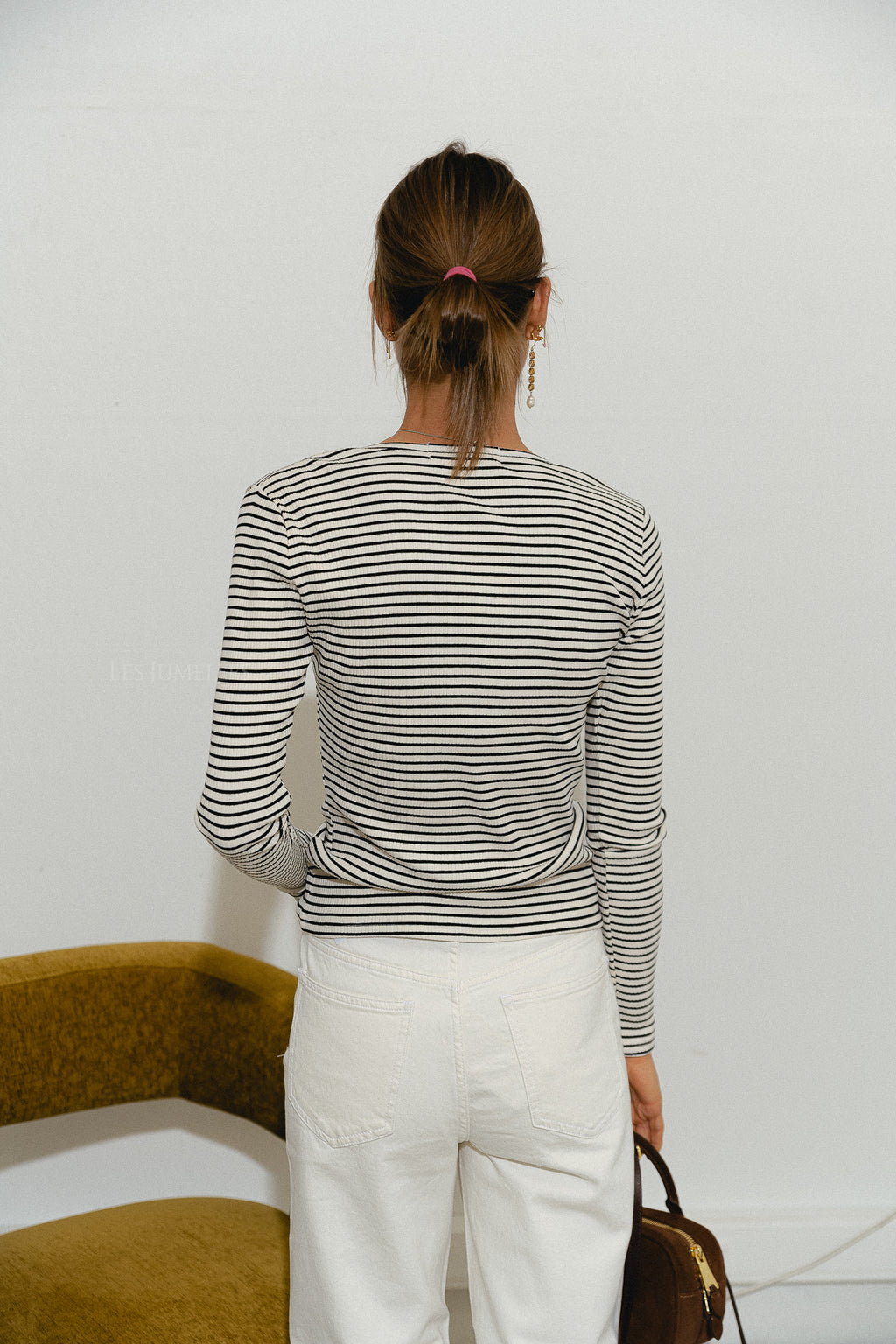 Paxsw T-shirt longsleeve black striped