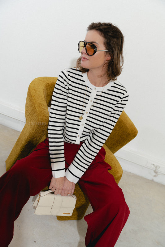 Les Jumelles CisseSW stripe cardigan black/off white