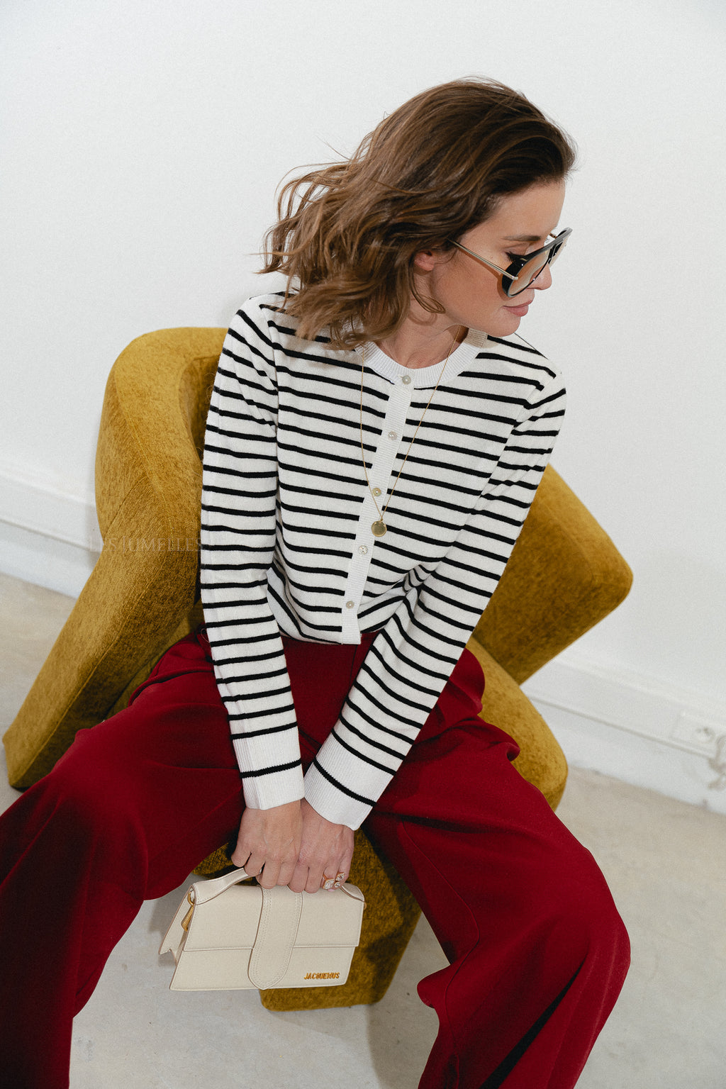 CisseSW stripe cardigan black/off white