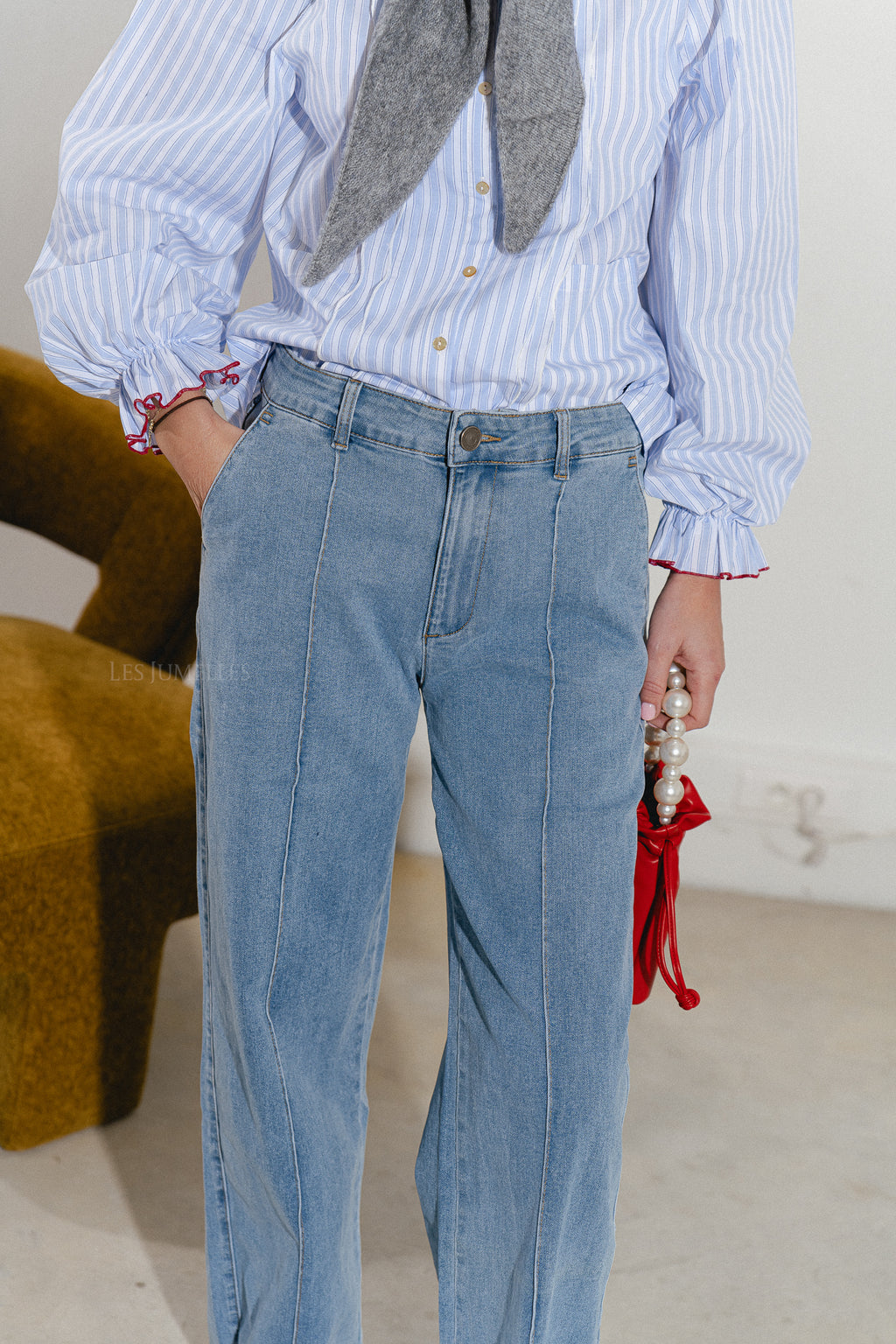 CariSW mid jeans licht denimblauw