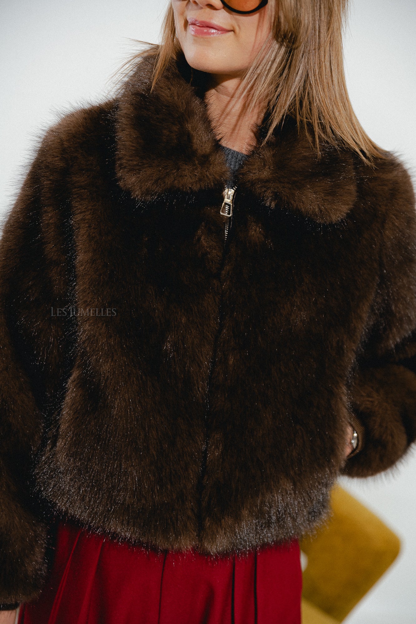 Grace faux fur coat hot chocolate