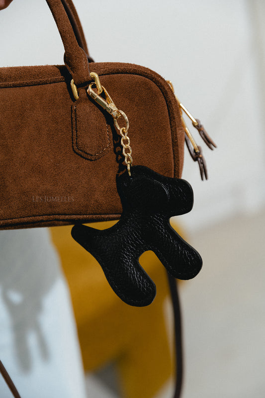 Les Jumelles Leather dog keychain black