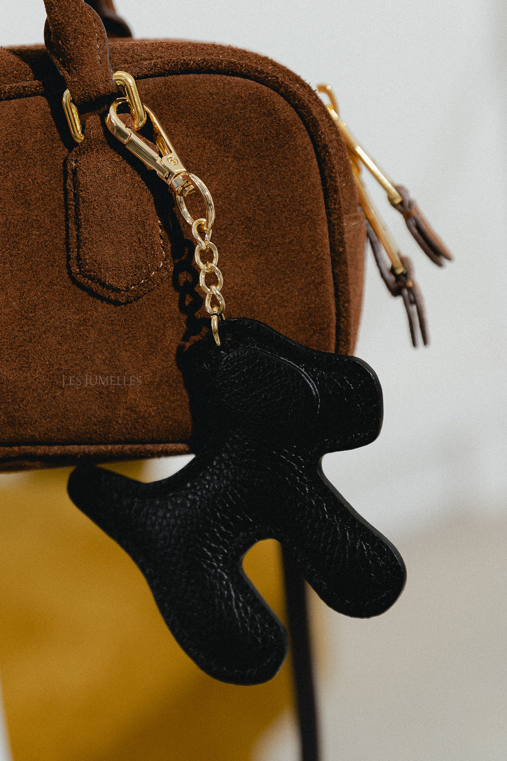 Leather dog keychain black