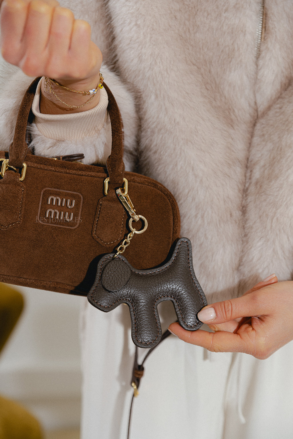 Leather dog keychain hot chocolate