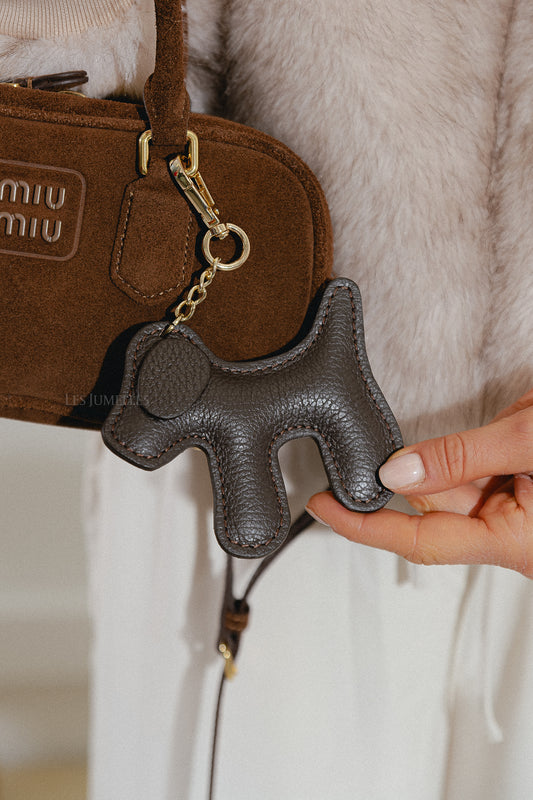 Les Jumelles Leather dog keychain hot chocolate