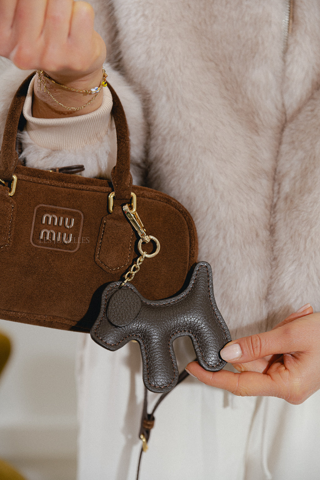 Leather dog keychain hot chocolate
