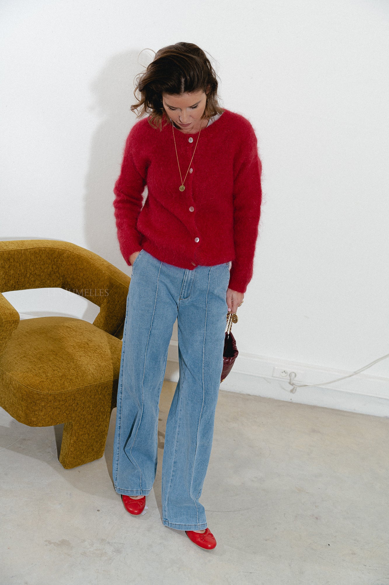 Gilet Leonore rouge cerise