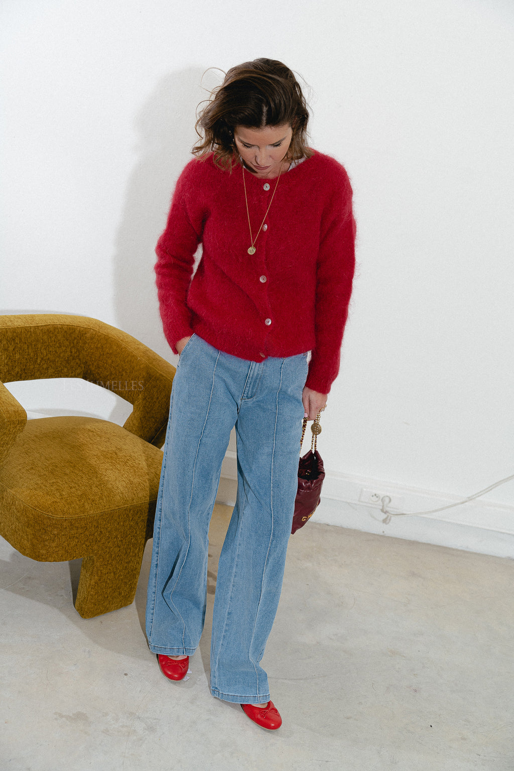 Leonore cardigan cherry red