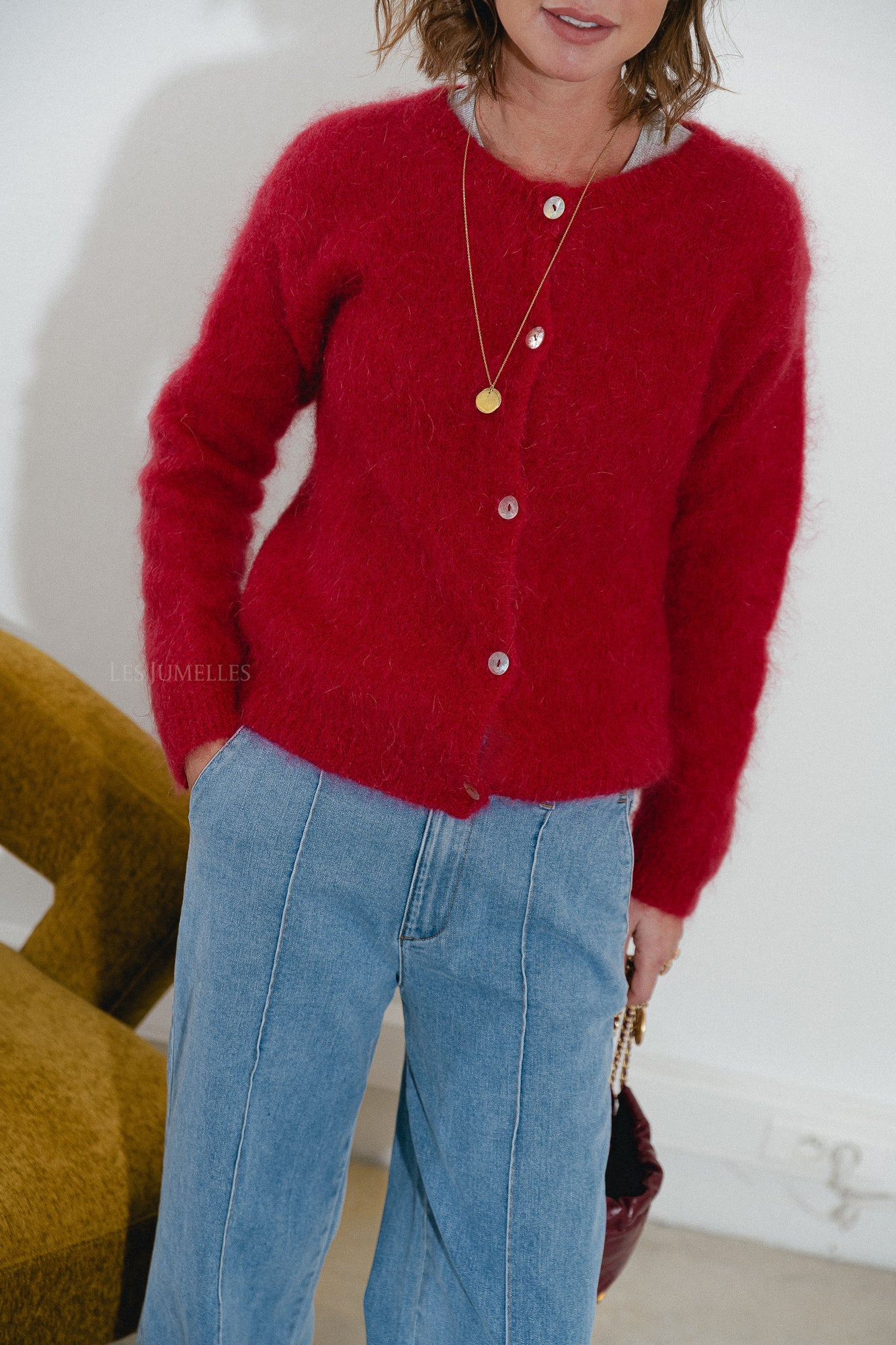 Gilet Leonore rouge cerise