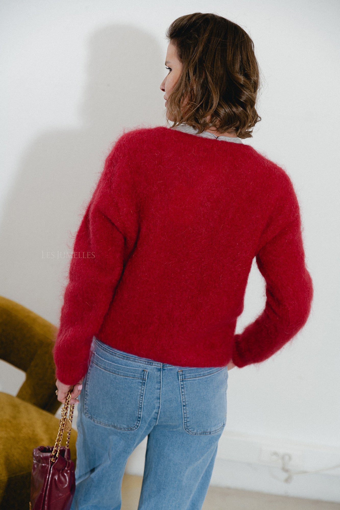 Leonore cardigan cherry red