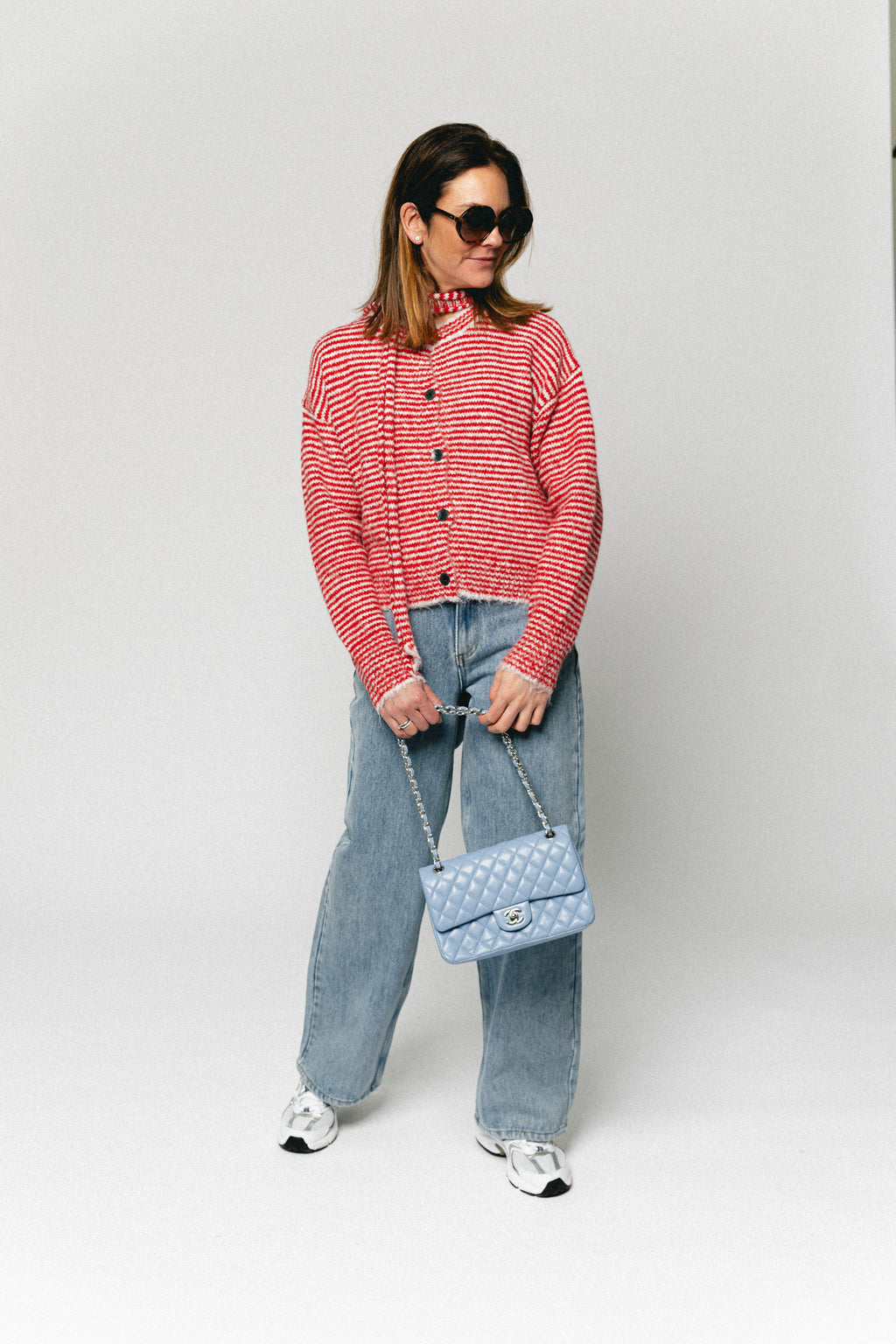 Annie striped cardigan red/grey