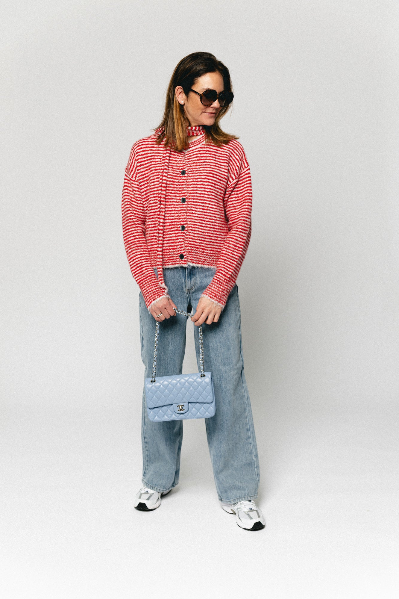 Annie striped cardigan red/grey