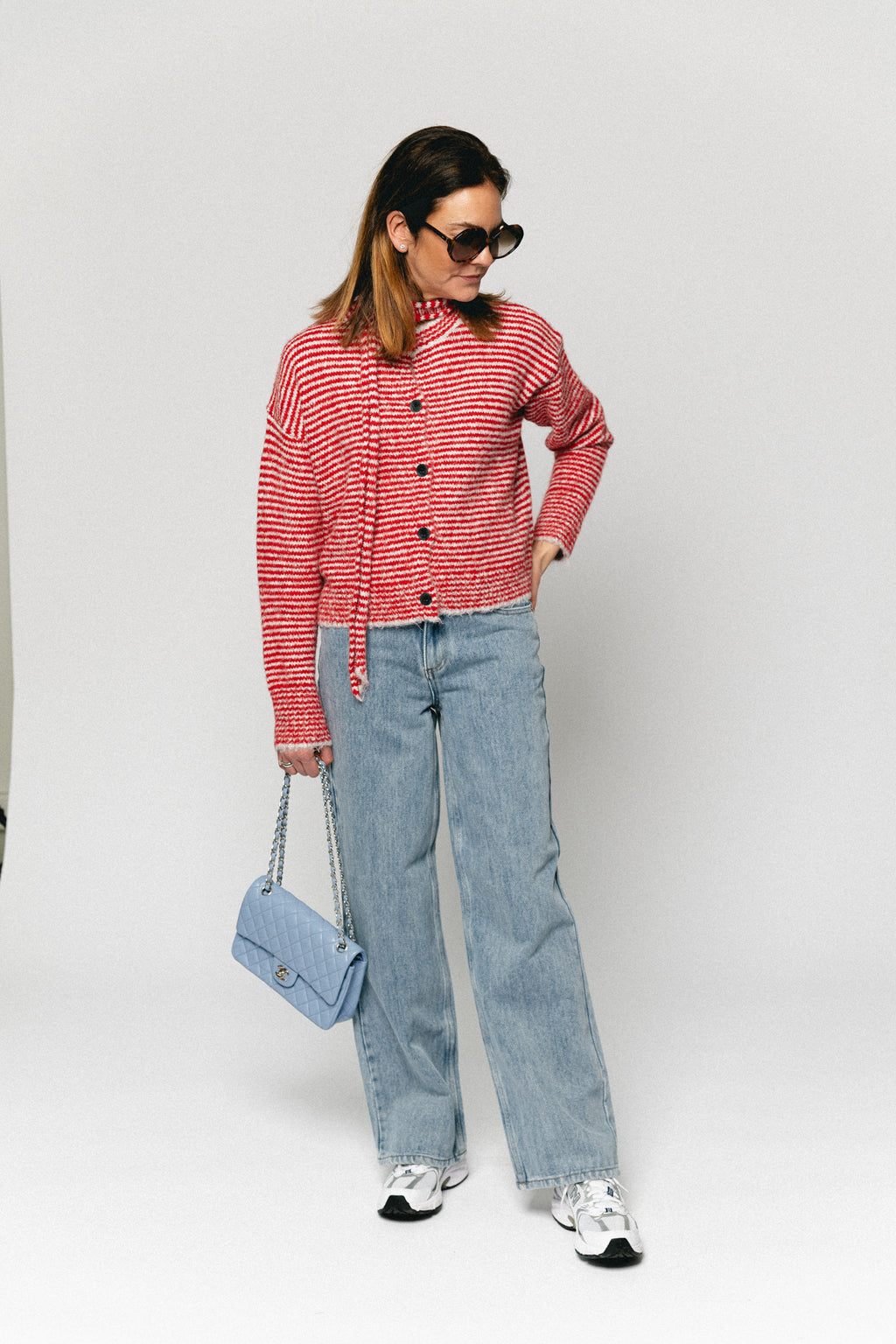 Annie striped cardigan red/grey