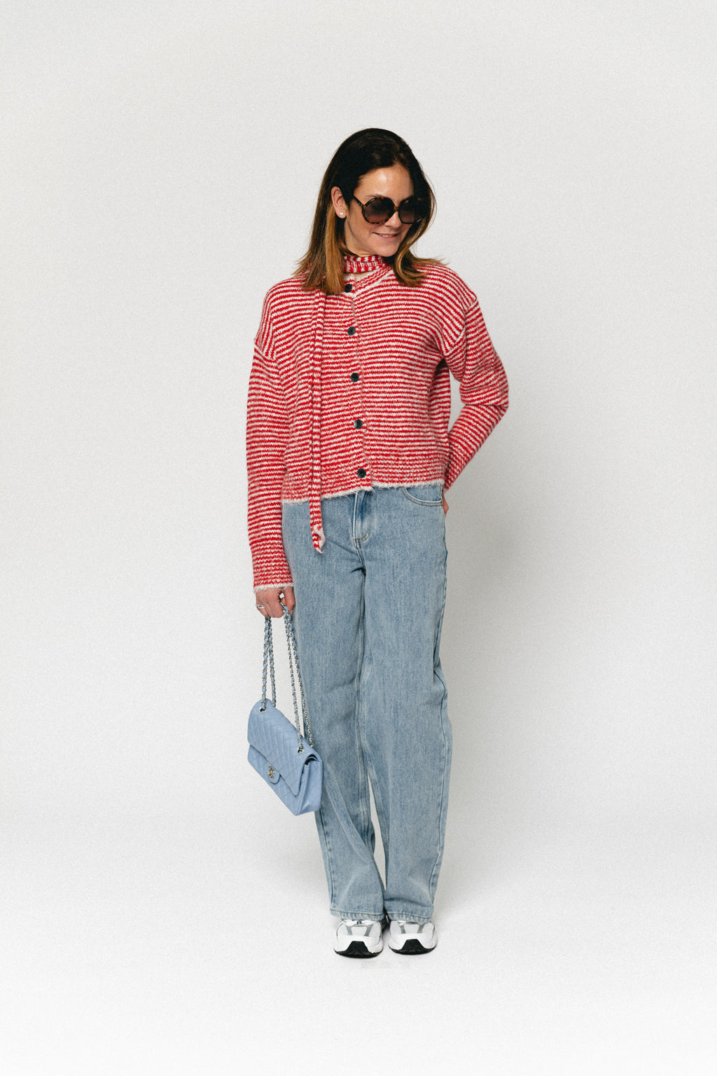 Annie striped cardigan red/grey