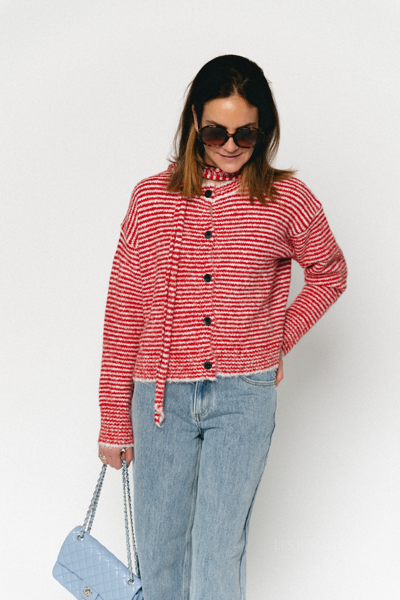 Annie striped cardigan red/grey