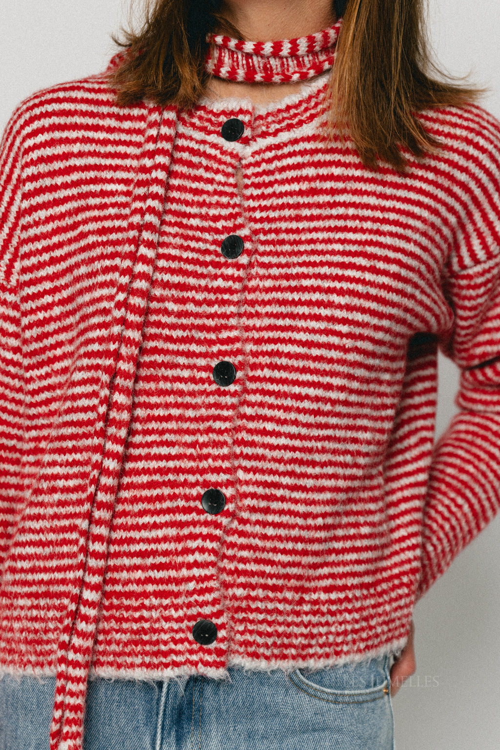 Annie striped cardigan red/grey