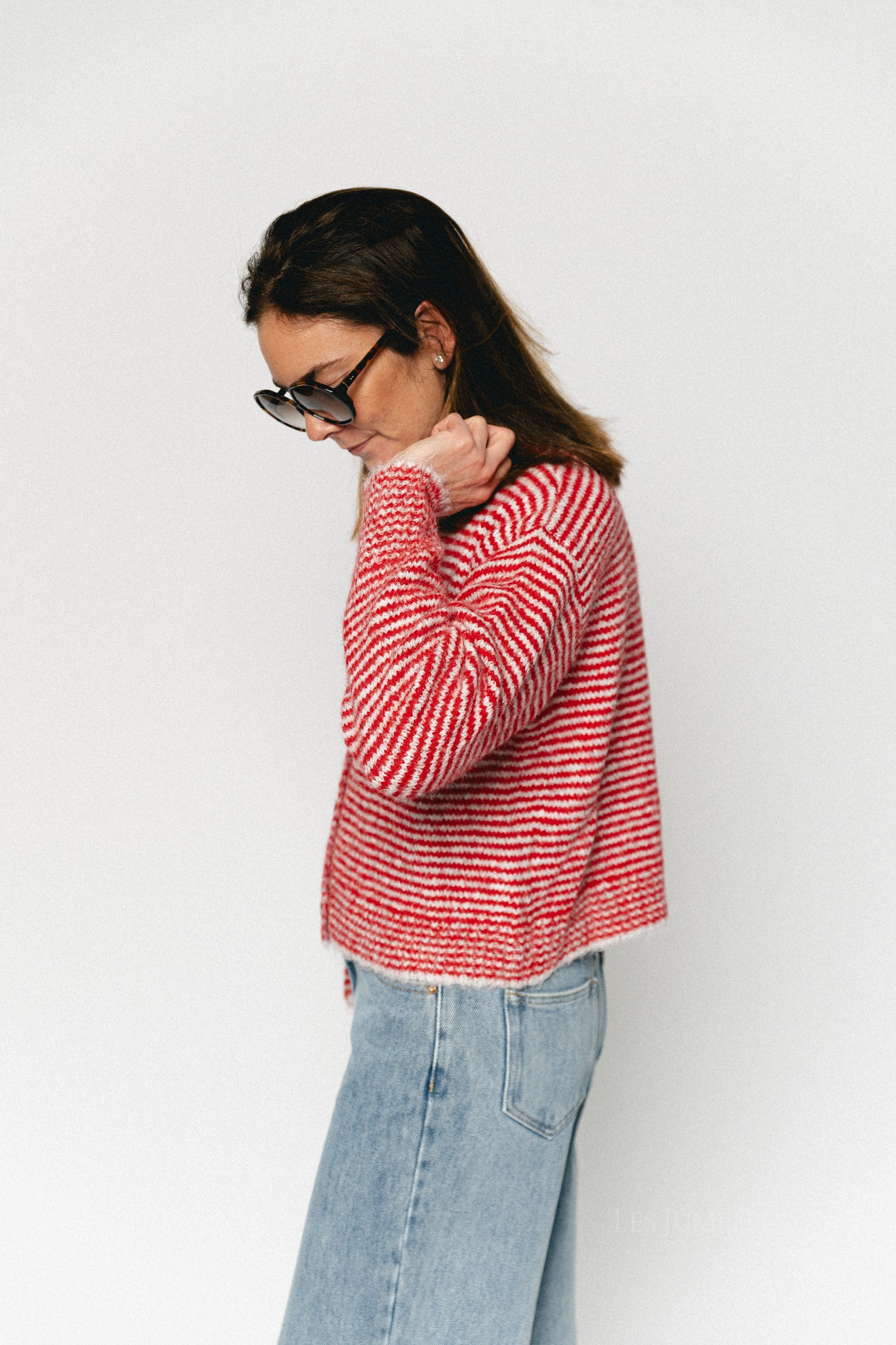 Annie striped cardigan red/grey
