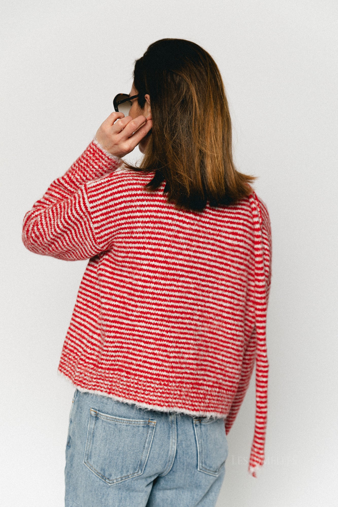 Annie striped cardigan red/grey