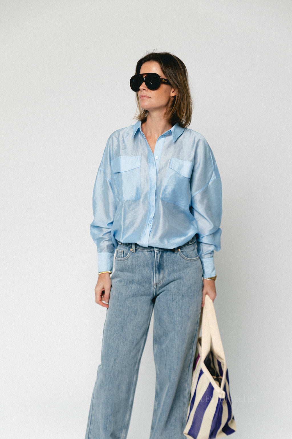 ROUAlinine LS oversized shirt clear sky