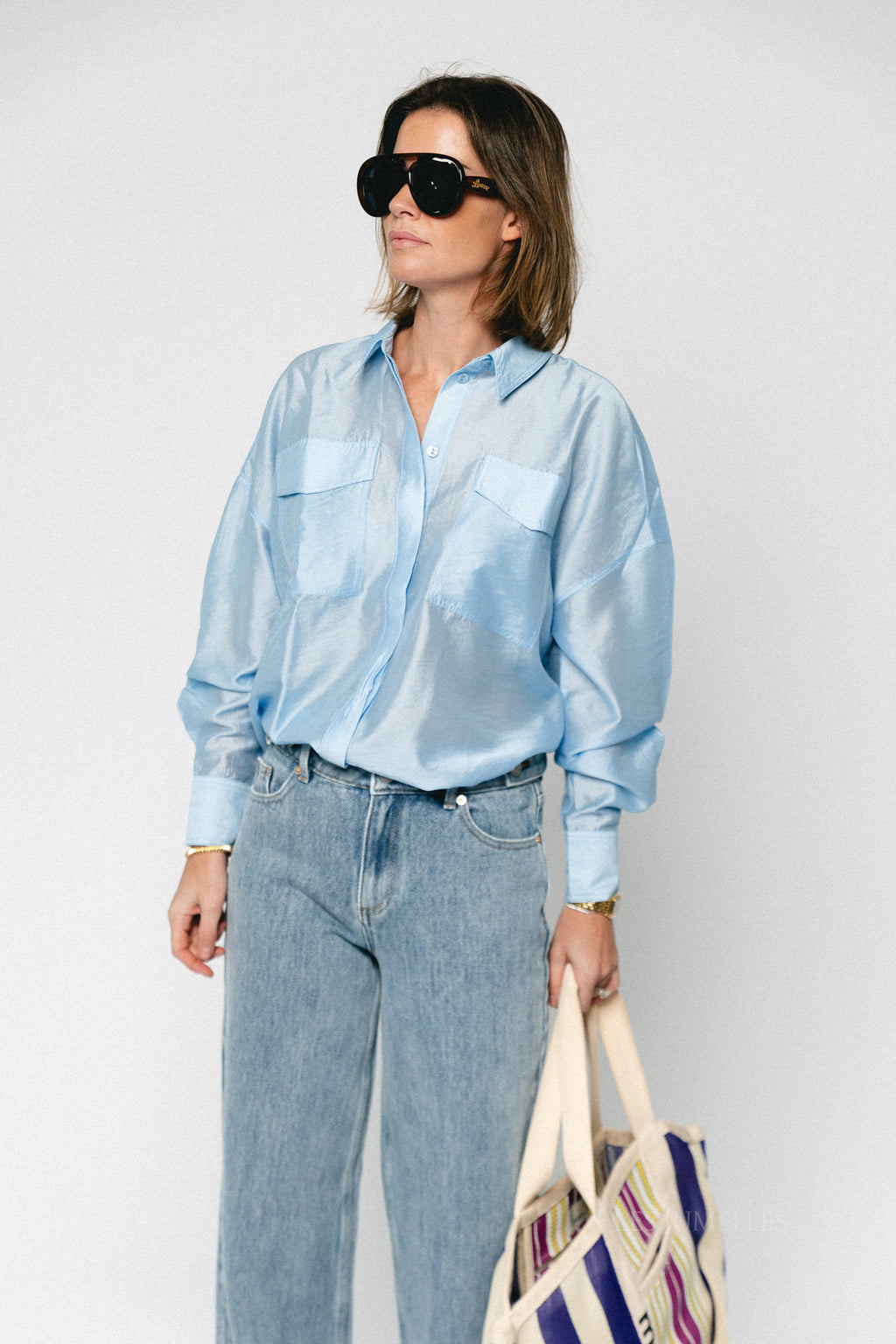 ROUAlinine LS oversized shirt clear sky