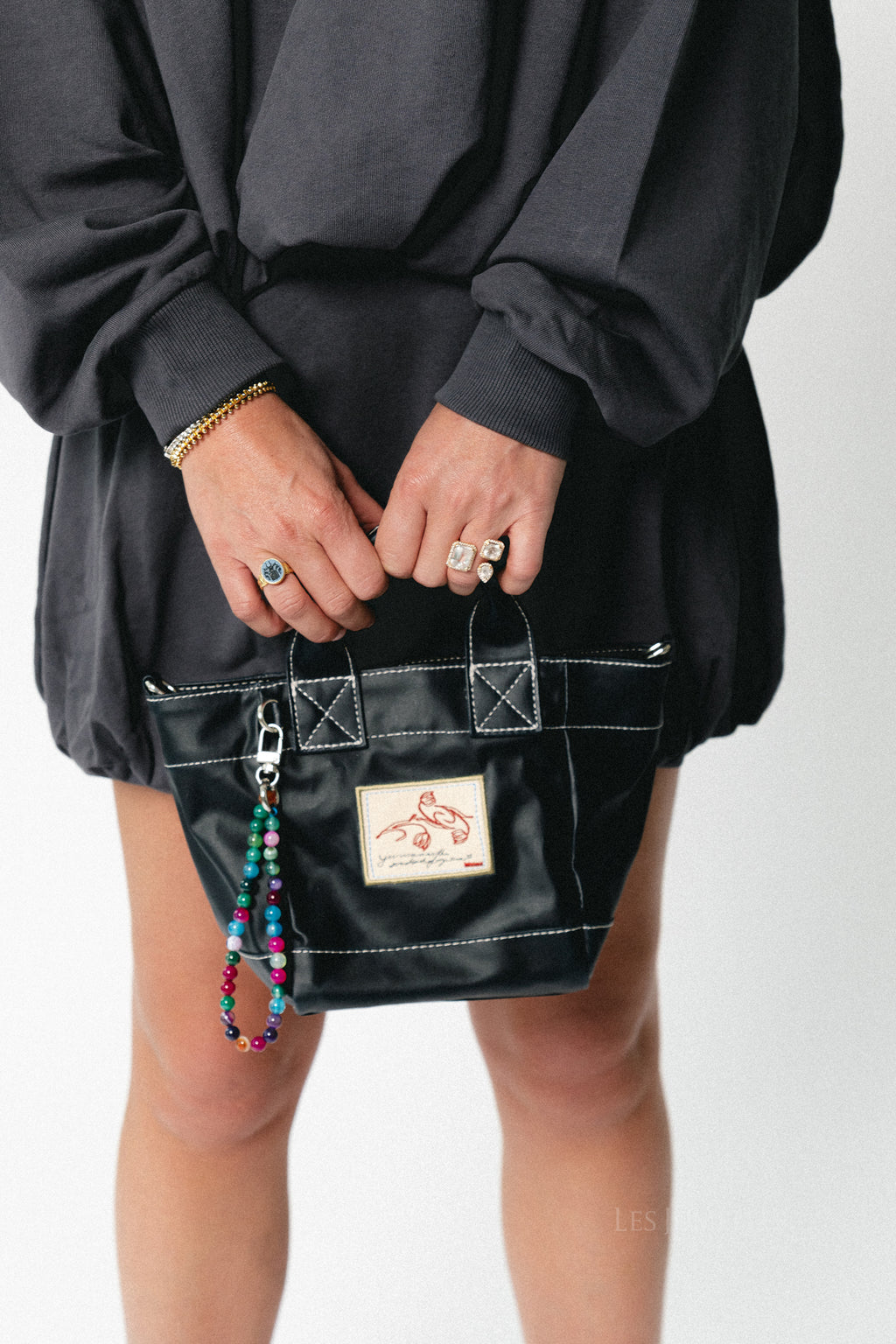 Solid coated Gabby bag navy blue