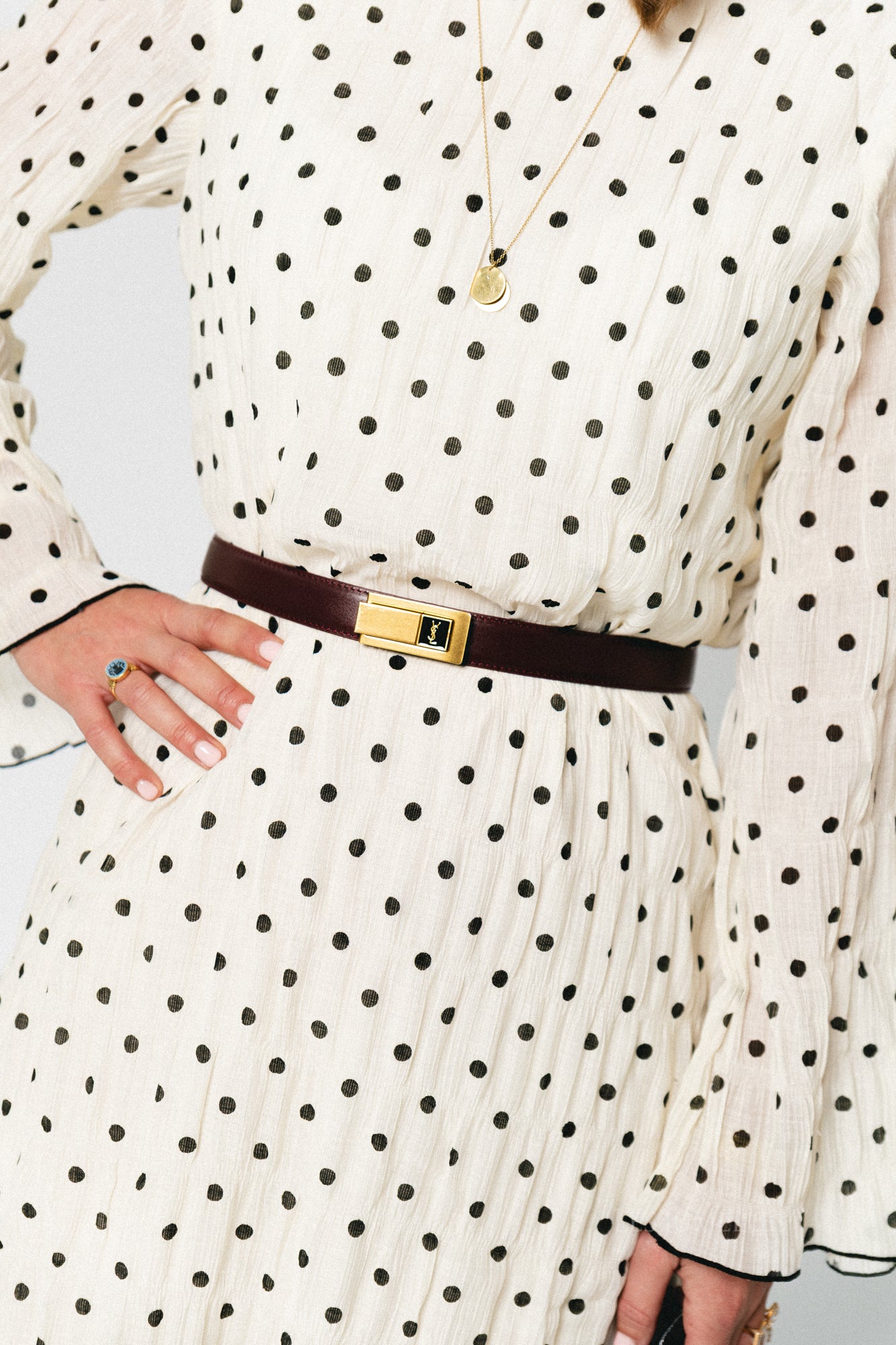 VIEbla L/S ankle dress cloud dancer/black dots