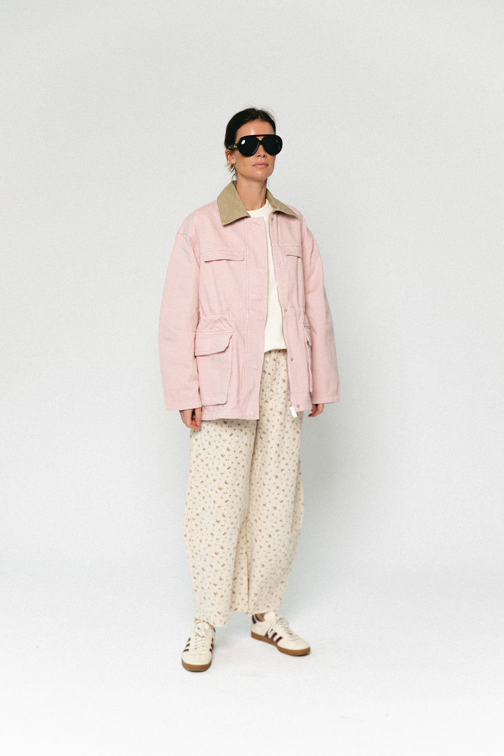 TomarSW cropped barrel jeans rose flower