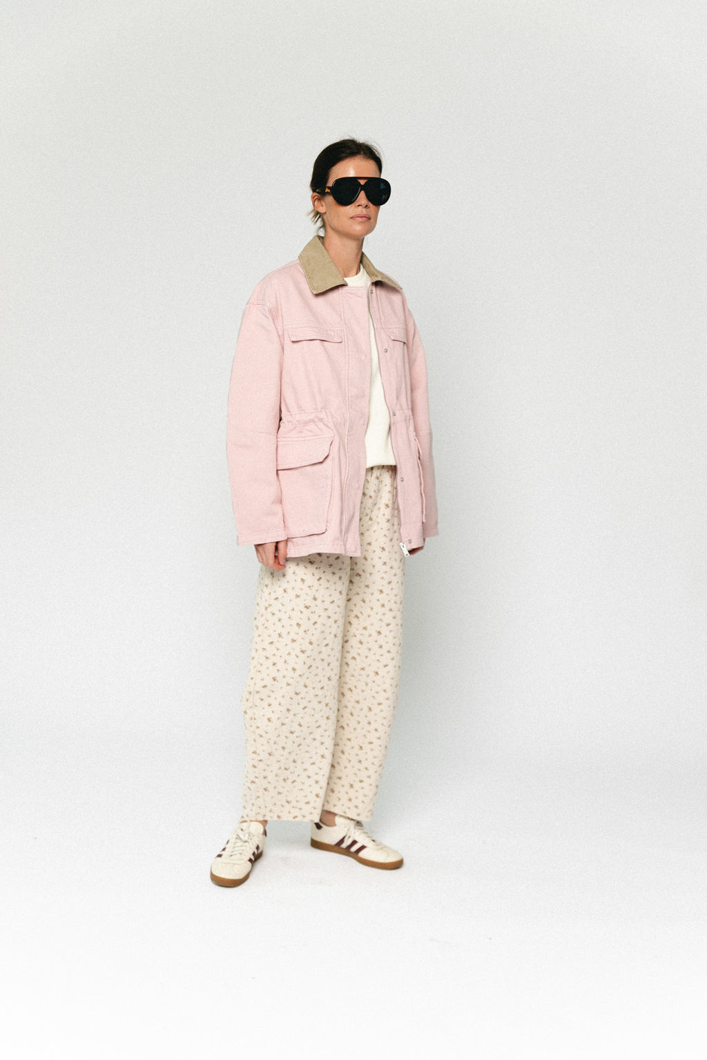 TomarSW cropped barrel jeans rose flower