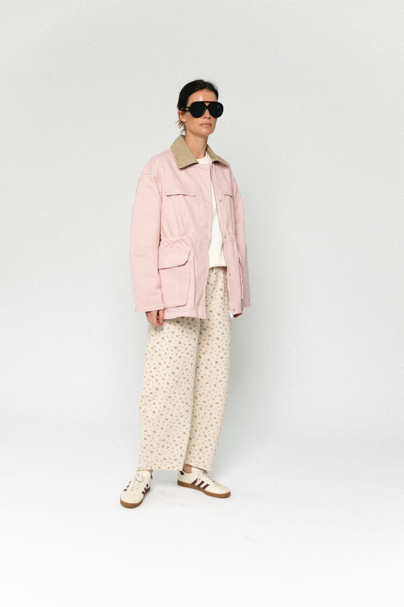 TomarSW cropped barrel jeans rose flower