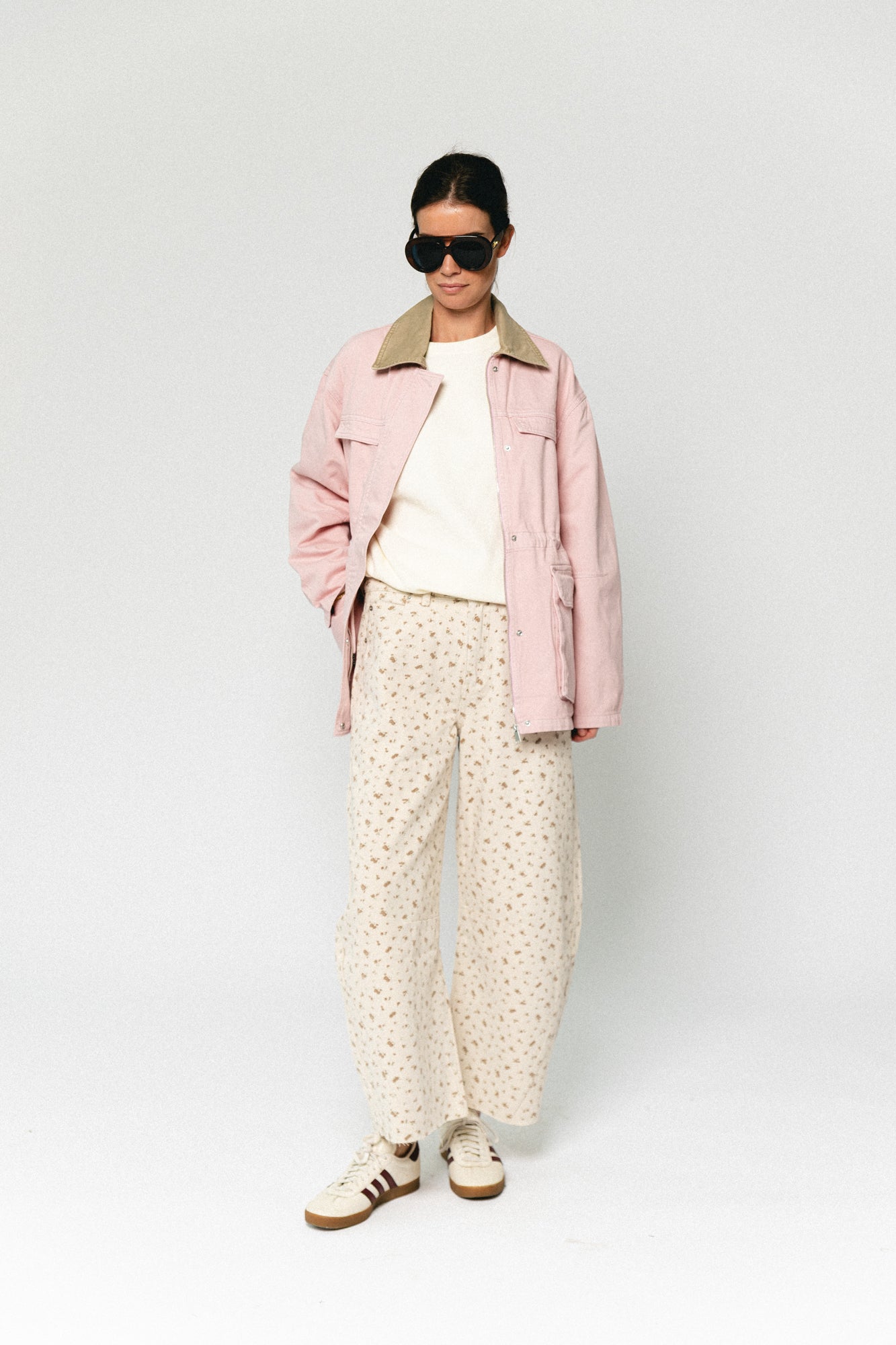 TomarSW cropped barrel jeans rose flower