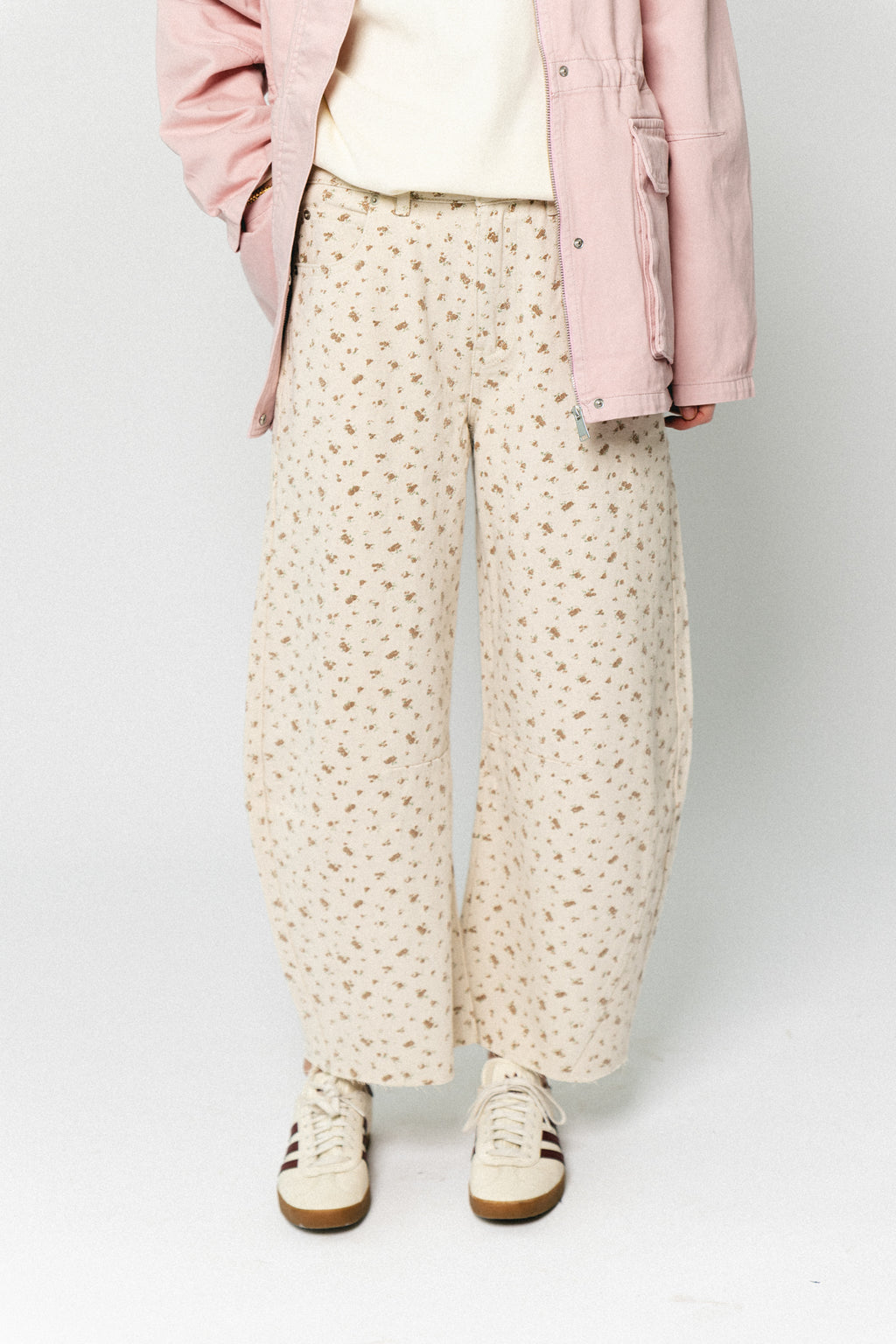 TomarSW cropped barrel jeans rose flower