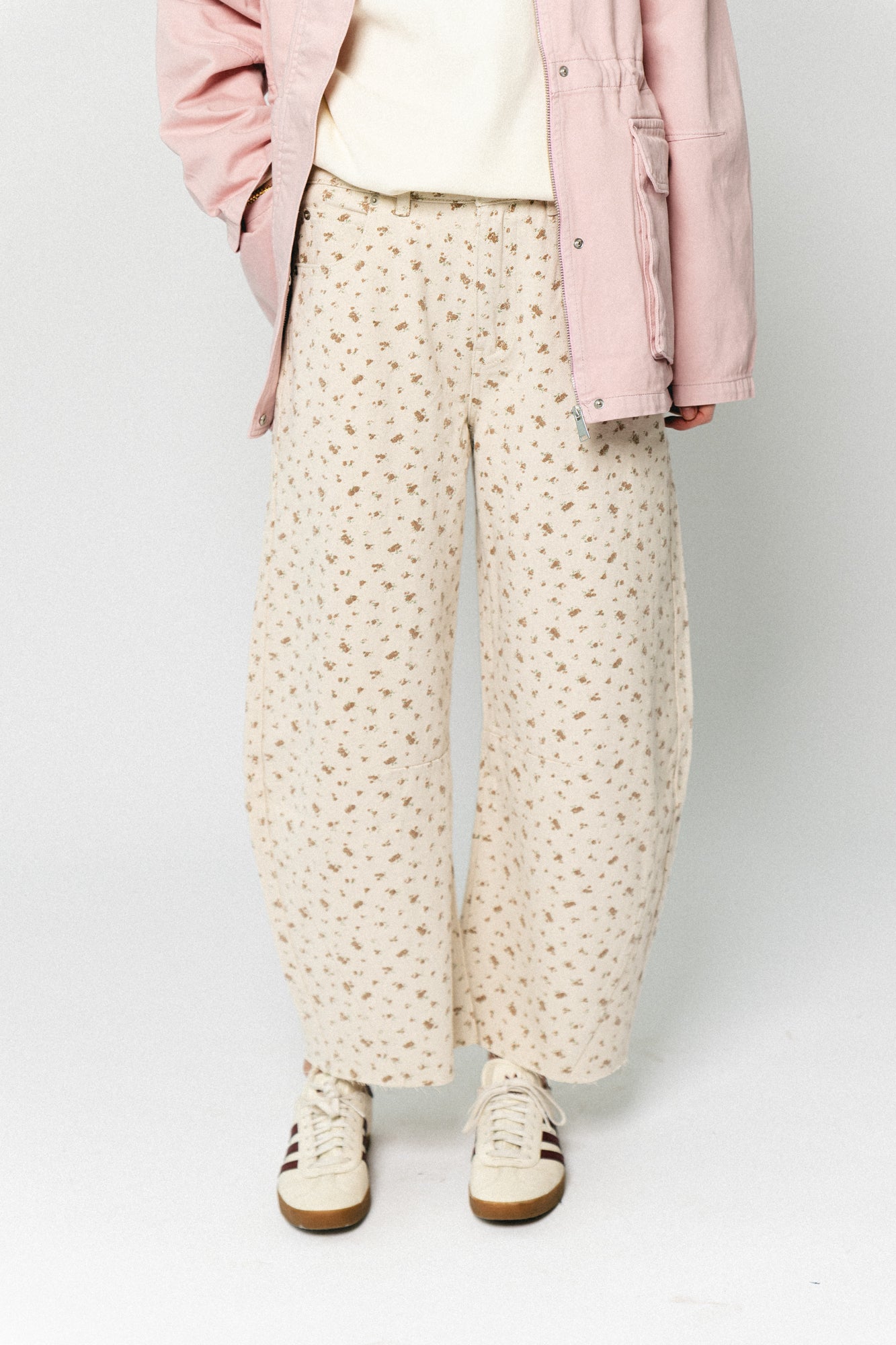 TomarSW cropped barrel jeans rose flower