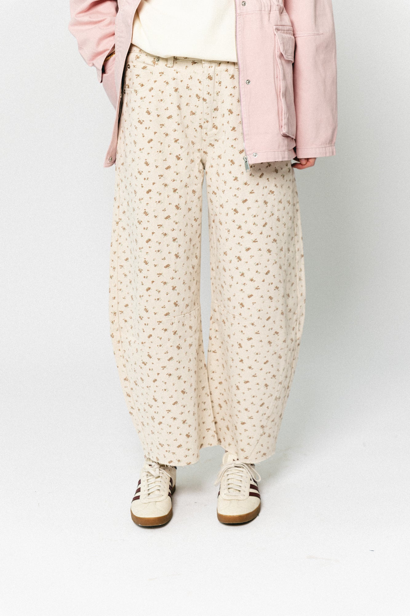 TomarSW cropped barrel jeans rose flower