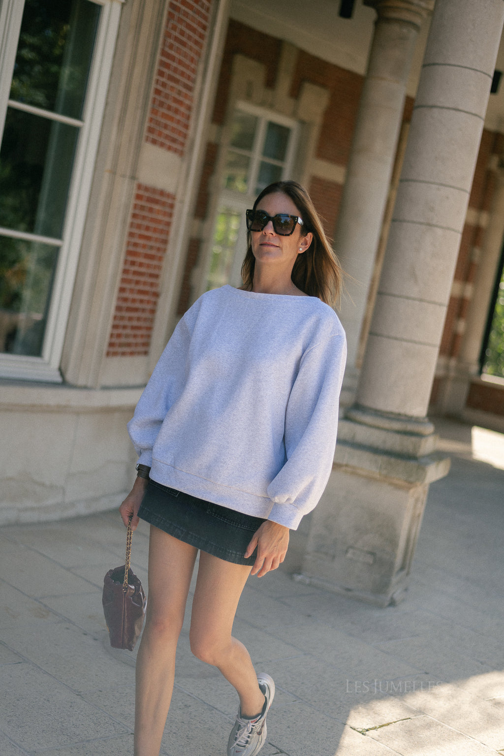 Yasmine off shoulder sweater light grey